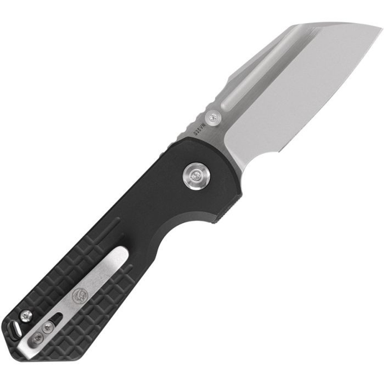 Vosteed Hedgehog (VOSA1304) 2.99" CPM-S35VN Bead Blasted and Brushed Modified Sheepsfoot Plain Blade, Black Aluminum Handle