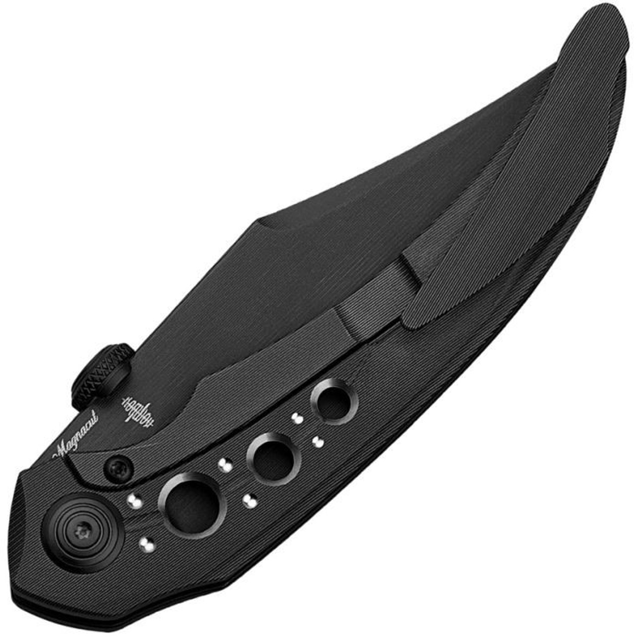 Bestech Razon (BTKT2406B) 3.87" CPM-Magnacut Black PVD Coated Clip Point Plain Blade, Black Titanium Handle