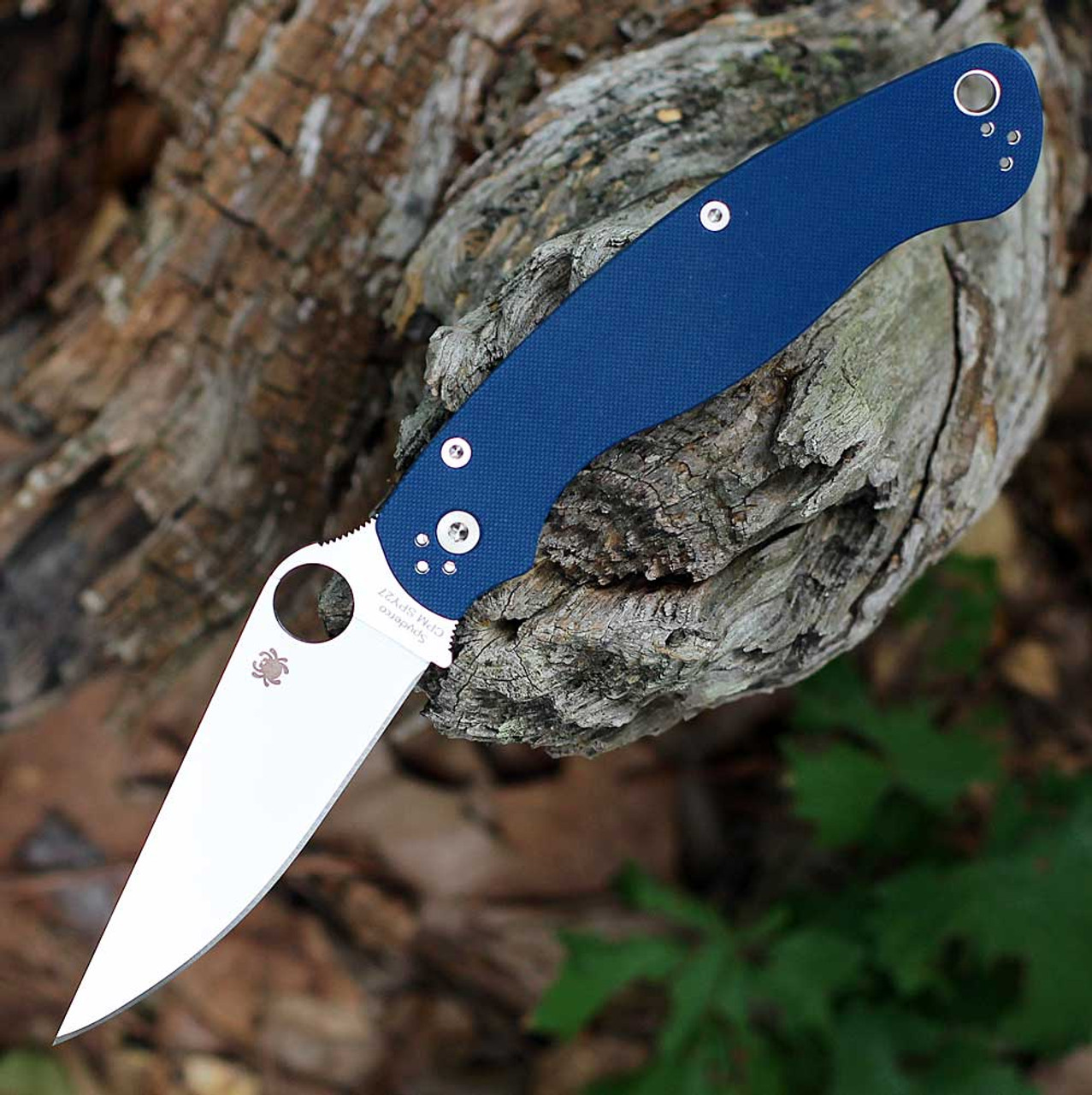 Spyderco Military 2 (C36GPCBL2) - 4.0in CPM-SPY27 Satin Clip Point Plain Blade,  Peel-ply Cobalt-Blue G10 Handle