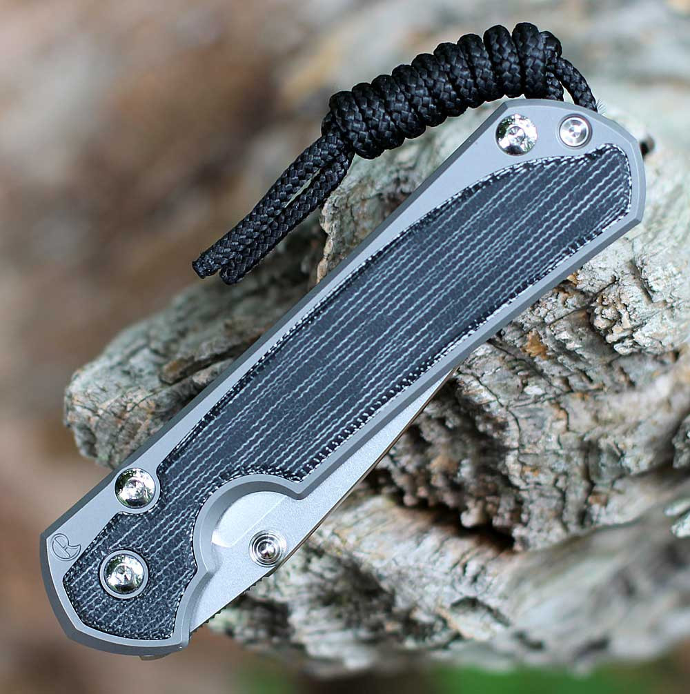 Glass blasted titanium handle with black canvas micarta inlay CRK