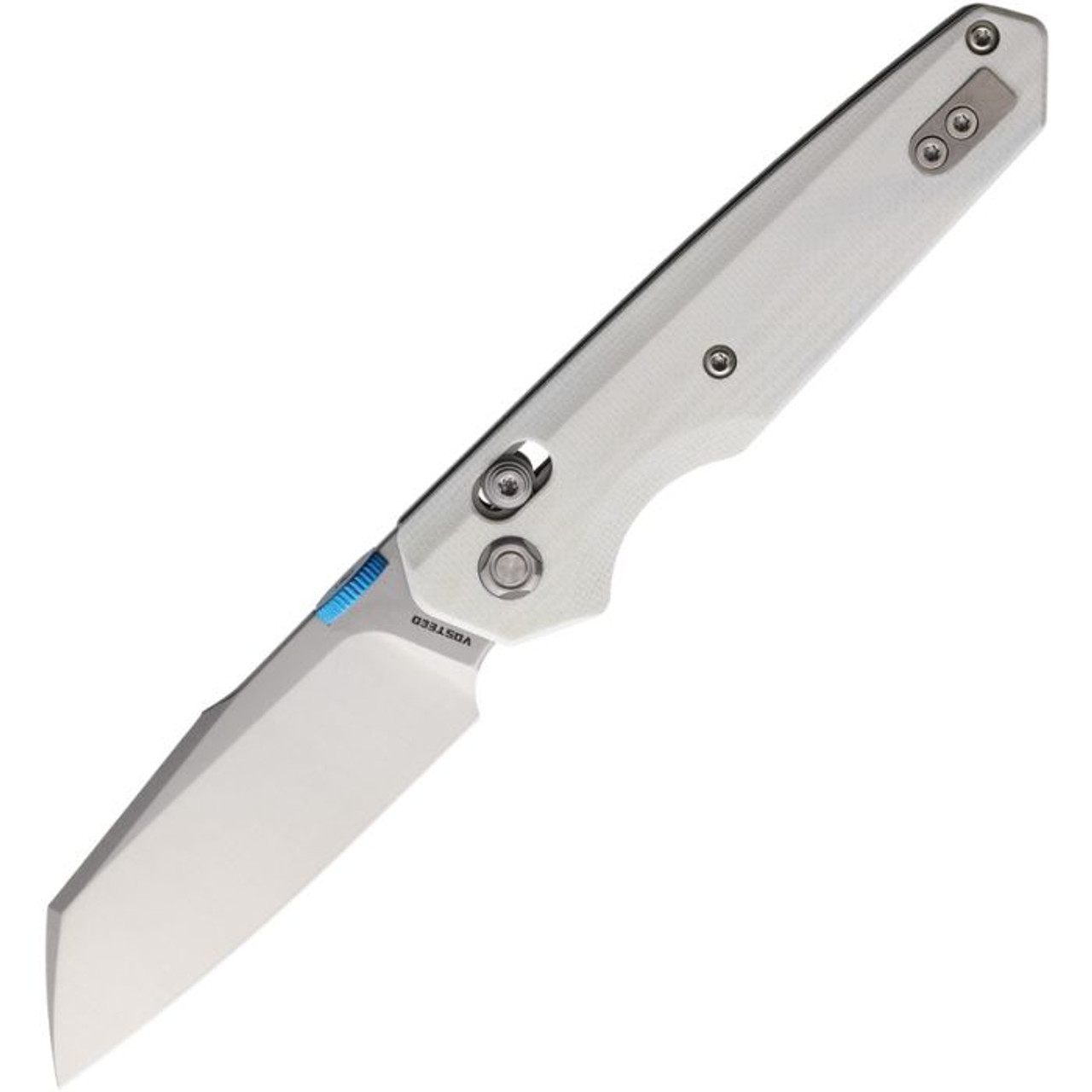 Vosteed Talarurus (VOSA2701) 3.03" Sandvik 14C28N Satin Modified Sheepsfoot Plain Blade, White G-10 Handle