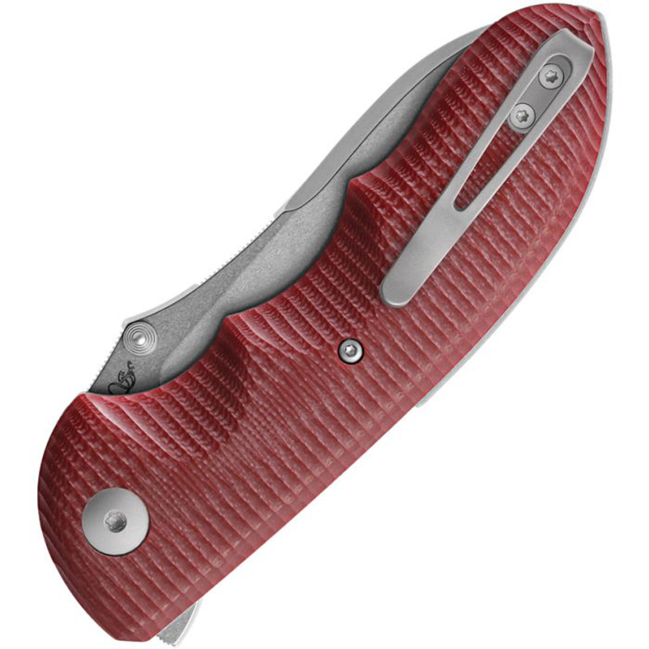Viper Moon TE (V6010GR) 2.95" CPM-MagnaCut Stonewash Drop Point Plain Blade, Red G-10 Handle