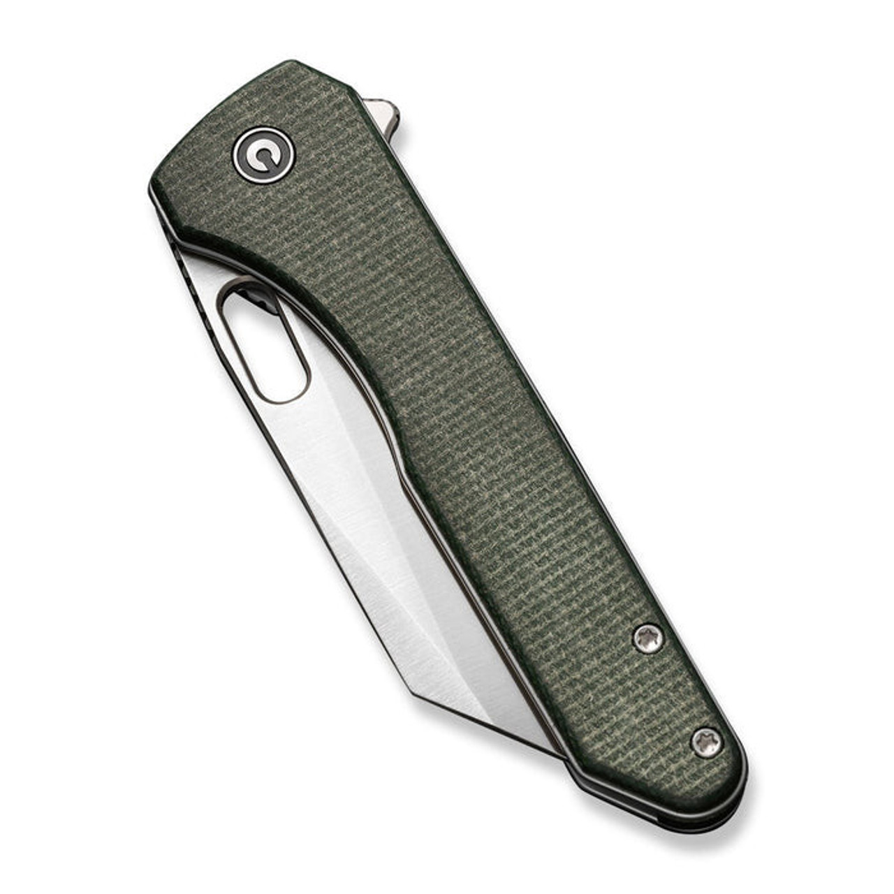 CIVIVI Nugz (CIVC230602) 3.17" 14C28N Satin Reverse Tanto Plain Blade, Green Canvas Micarta Handle