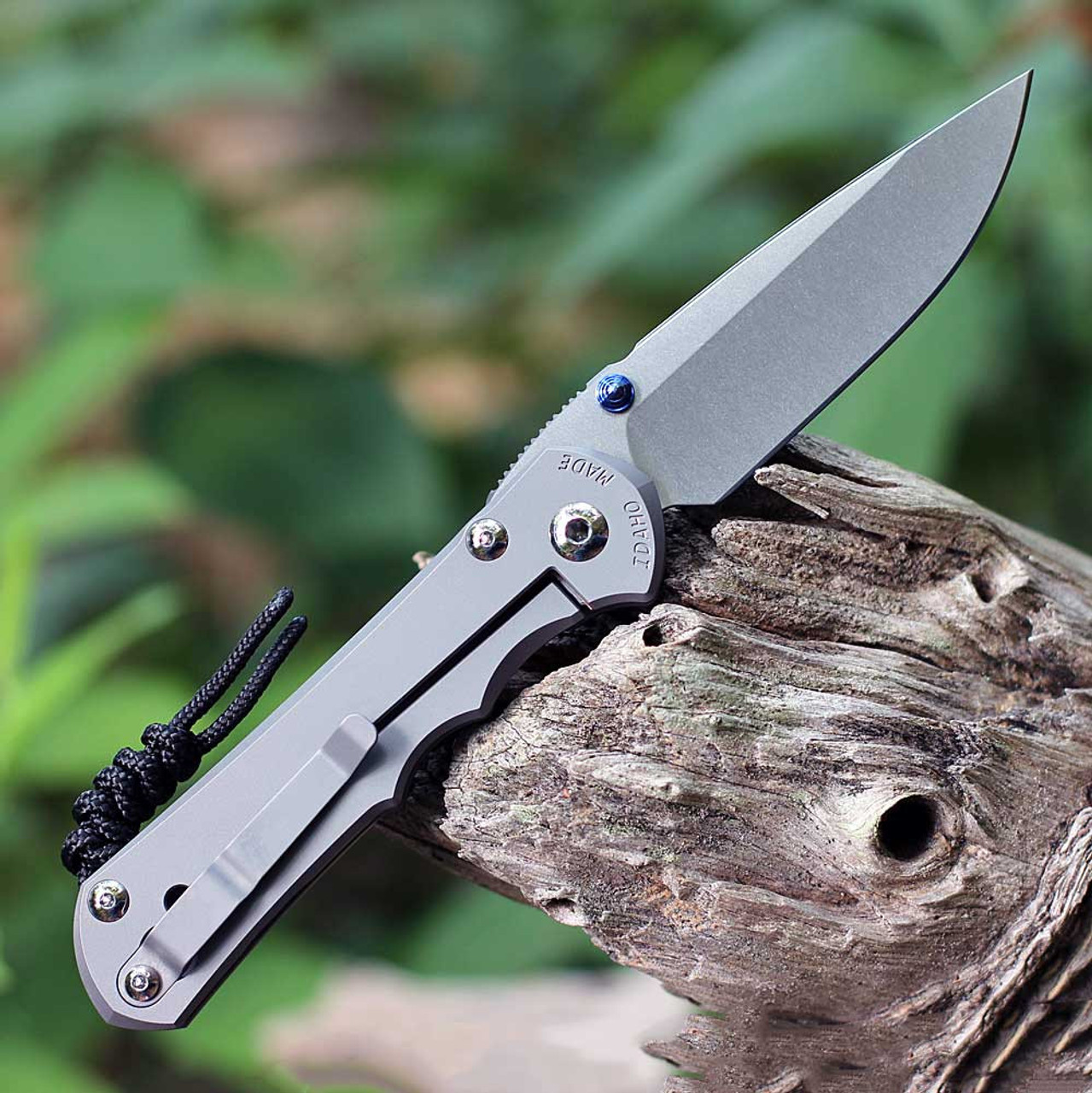 Chris Reeve Large Inkosi (LIN-1108) - 3.60" Stonewash CPM-MagnaCut Drop Point Plain Edge, Glass Blasted Titanium Handle