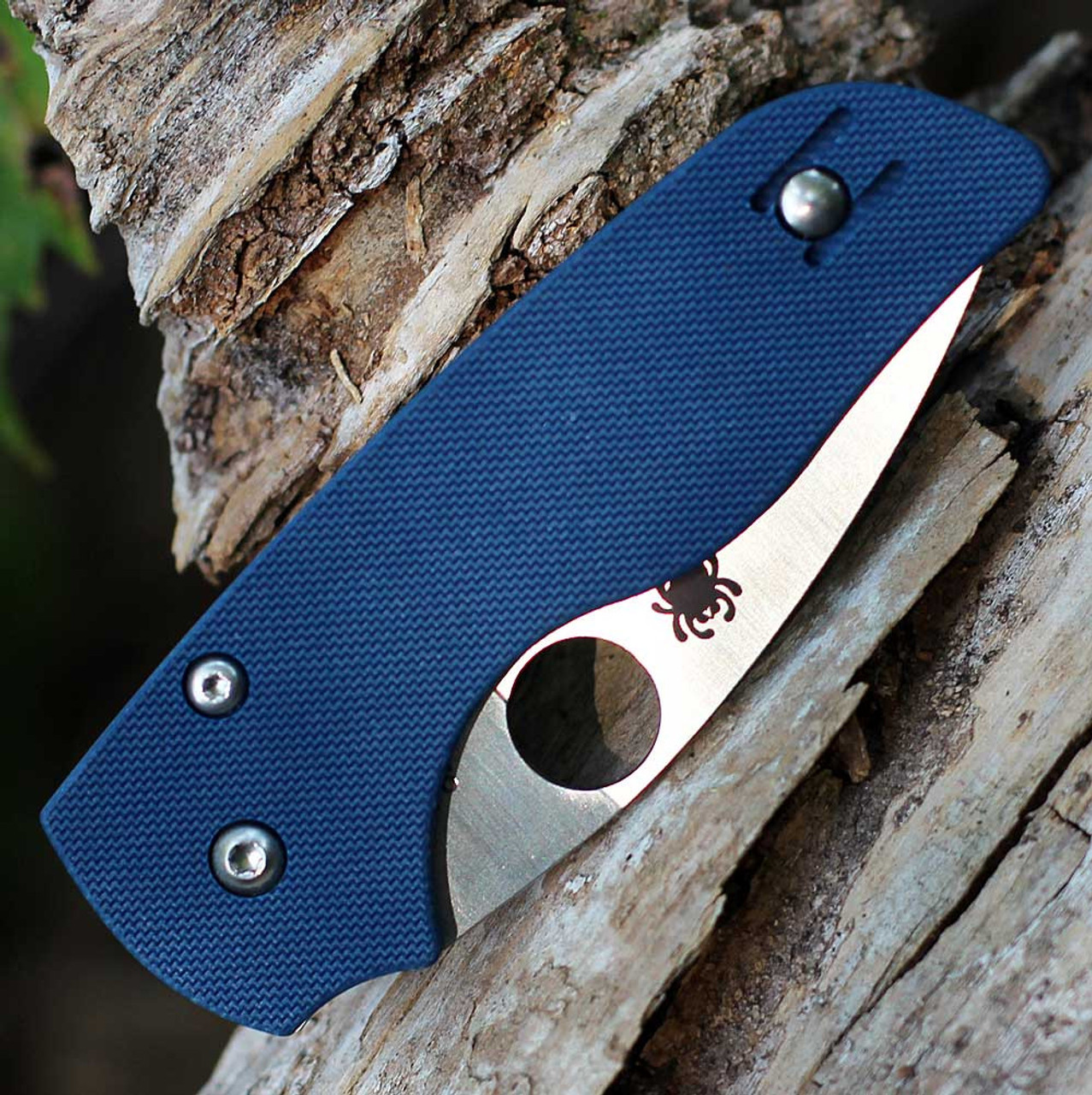 Spyderco Lil' Native (C230GPCBL) 2.42" CPM-SPY27 Satin Drop Point Plain Blade, Textured Cobalt Blue G-10 Handle