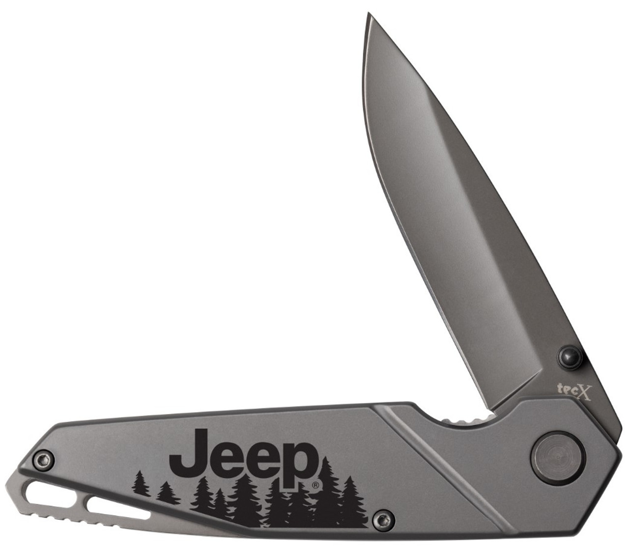 Case TecX TS1-T Jeep (27016) 2.17" 440 Gray Coated Drop Point Plain Blade, Gray Titanium Coated Handle with Black Jeep Logo
