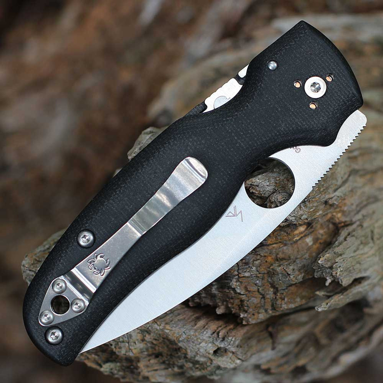 Spyderco Shaman (C229MXHPP) 3.61" CTS XHP Satin Drop Point Plain Blade, Black Micarta Handle