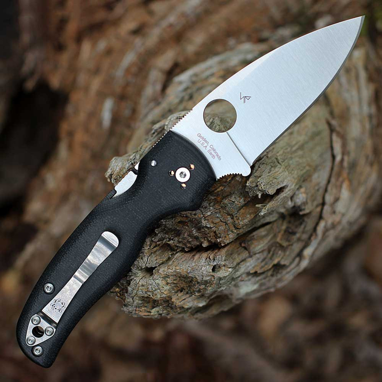 Spyderco Shaman (C229MXHPP) 3.61" CTS XHP Satin Drop Point Plain Blade, Black Micarta Handle