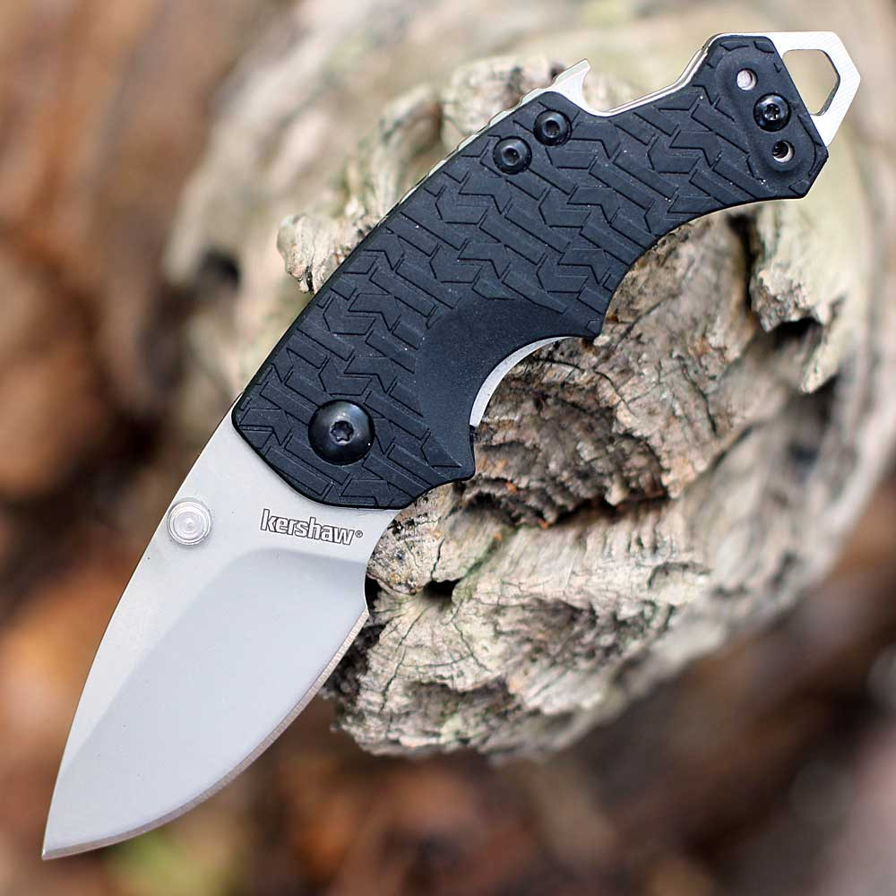 Kershaw Shuffle 3800WM folding knife profile view showing the 2.375-inch bead-blasted blade and black K-Texture handle.