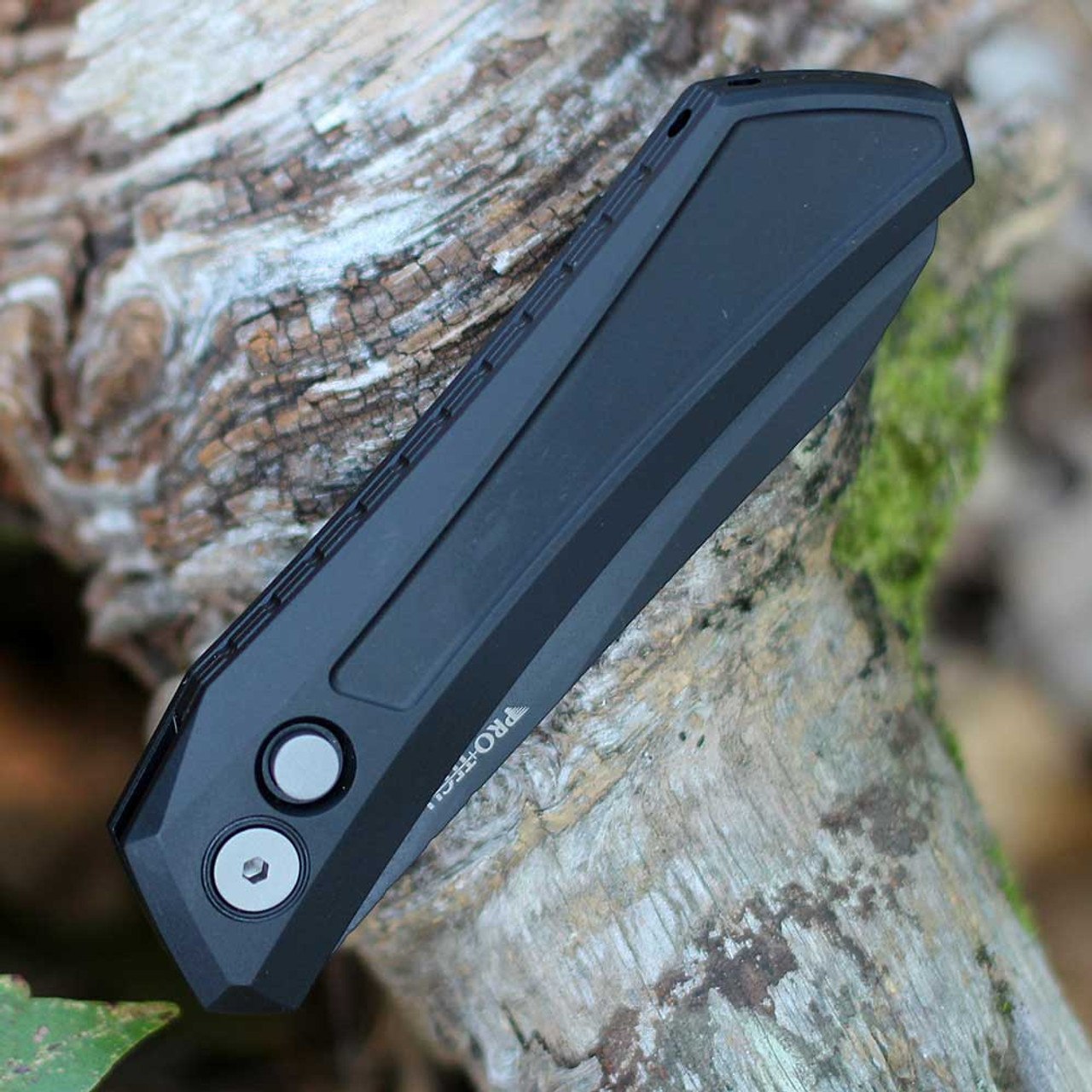 Pro-Tech Oligarch Sinkervich Design (DS103) - 3.25" DLC Black CPM-MagnaCut Plain Blade, Black Aluminum Handle w/Blasted Hardware
