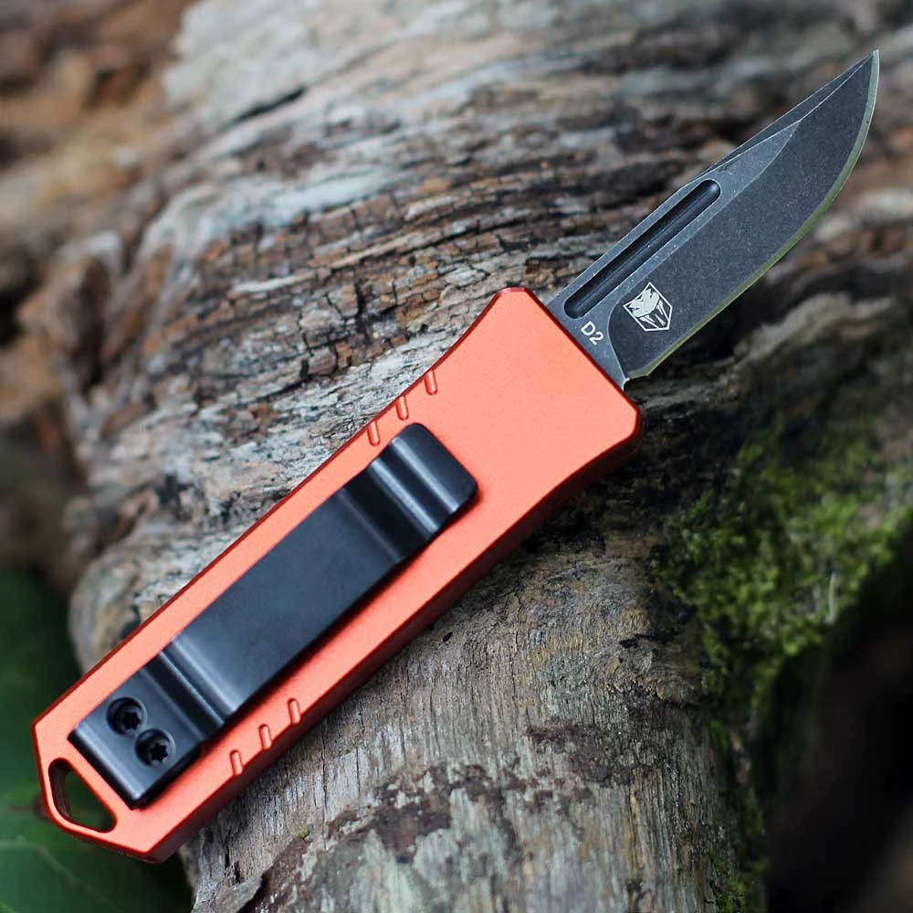 Boker Plus USB OTF 2.0 06EX267 back view highlighting the wide pocket clip and slim profile.