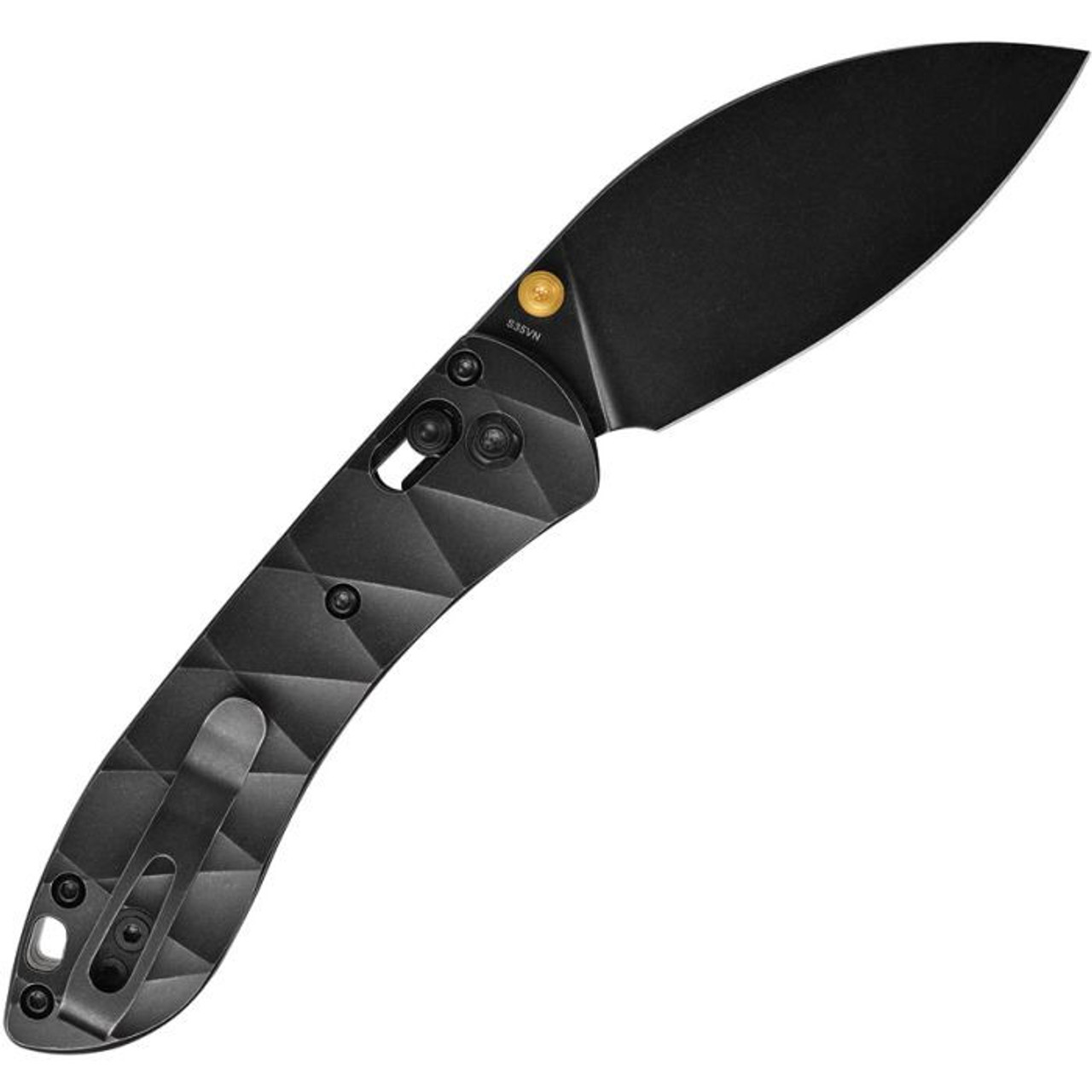Vosteed Mini Nightshade (A0218) 2.60" CPM-S35VN Blackwashed Shilin Cutter Plain Blade, Black Titanium Handle