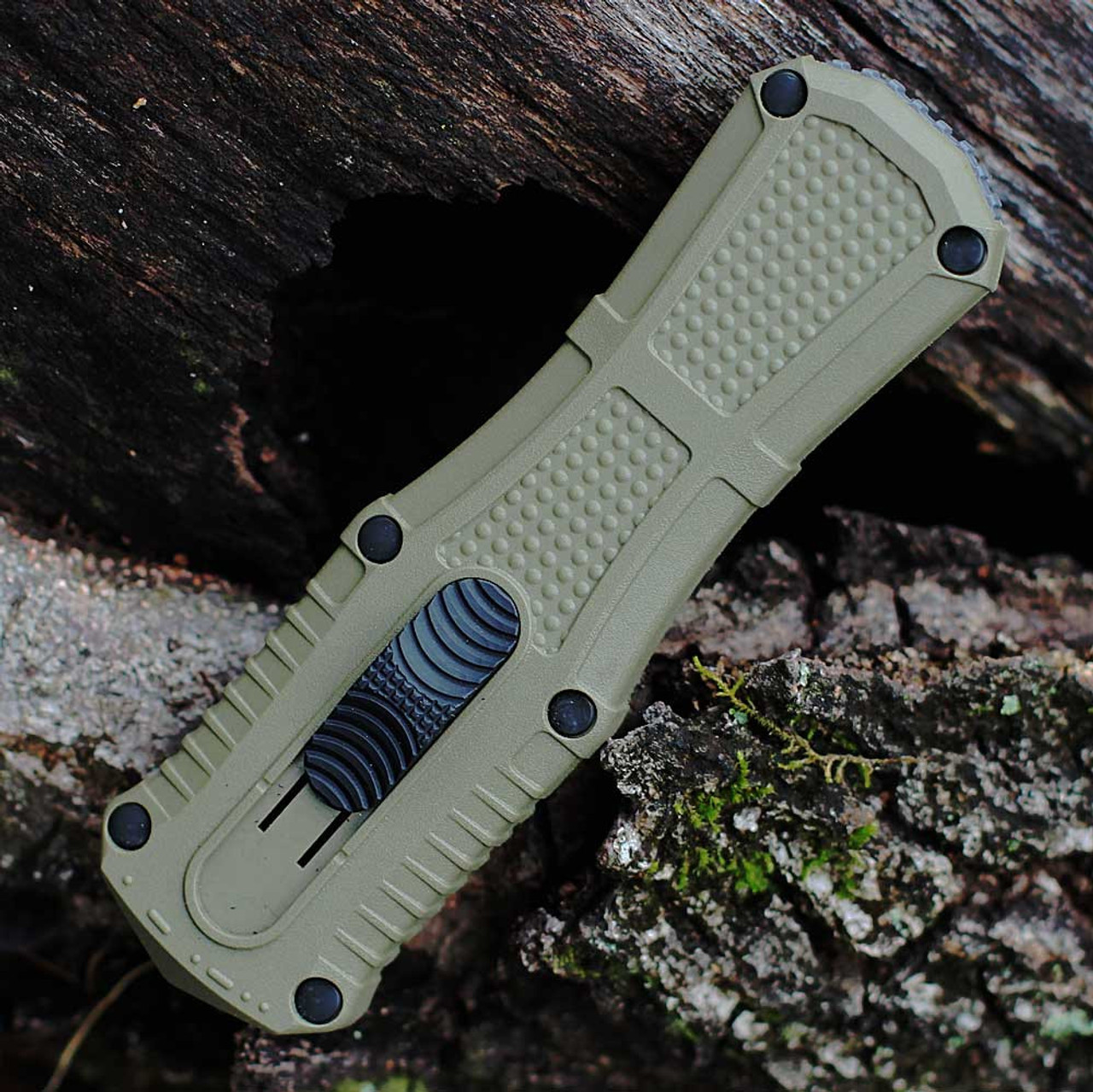 Benchmade Mini Claymore (3375-1) 3" D2 PVD Double Edge Dagger Plain Blade, Ranger Green Textured Grivory Handle