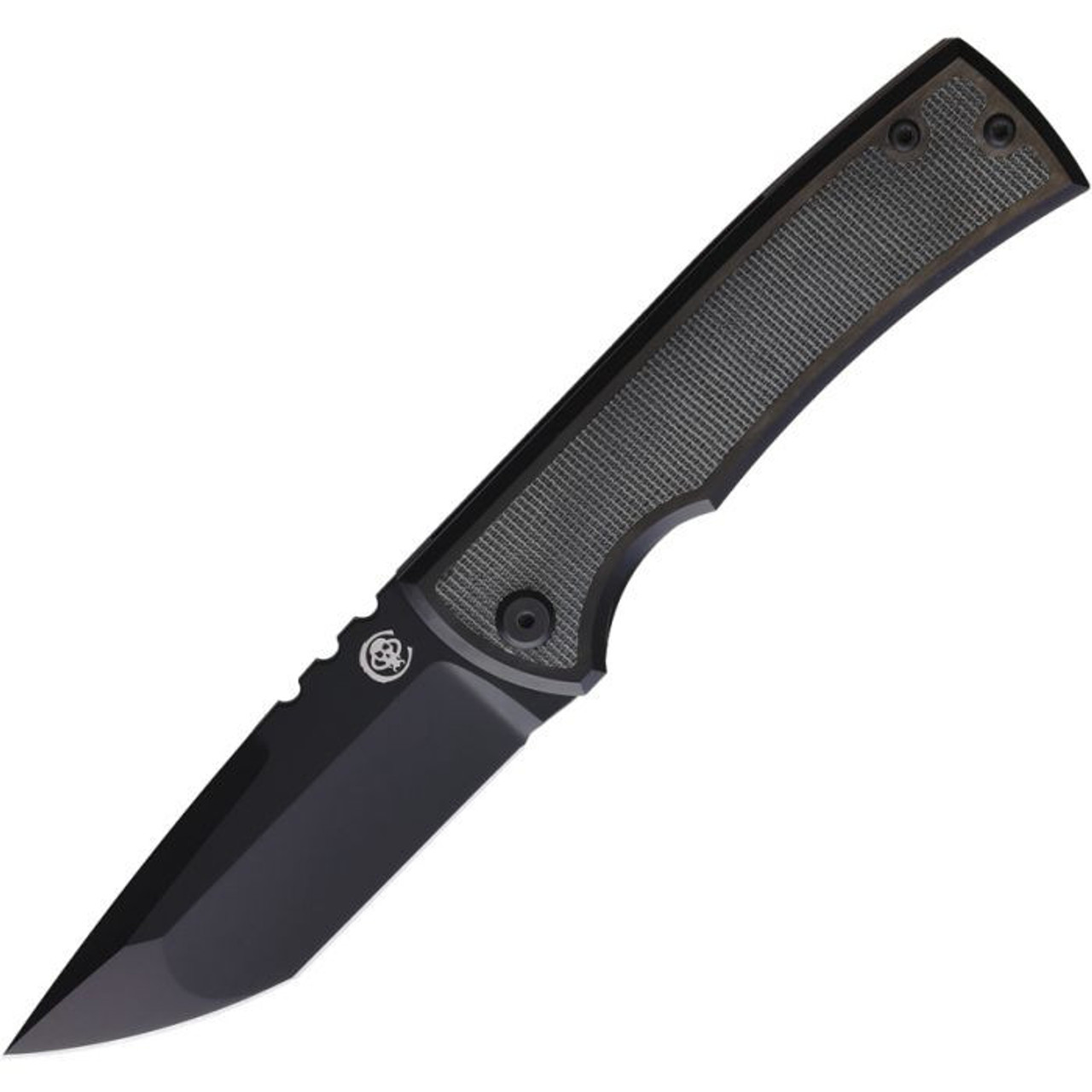 Chaves Redencion 229 (CHAV005) 3.63" Bohler M390 Blackwashed Tanto Plain Blade, Black Titanium Handle w/ Black Micarta Front Handle Inlay
