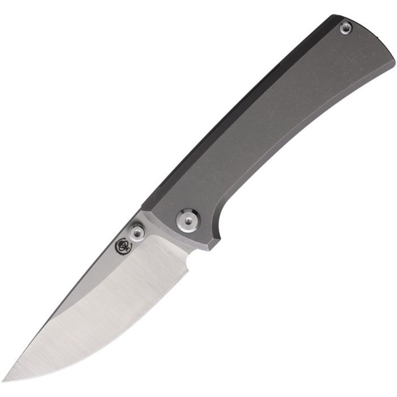 Chaves RCK9 (CHAV009) 3.25" Bohler M390 Satin Drop Point Plain Blade, Stonewashed Titanium Handle