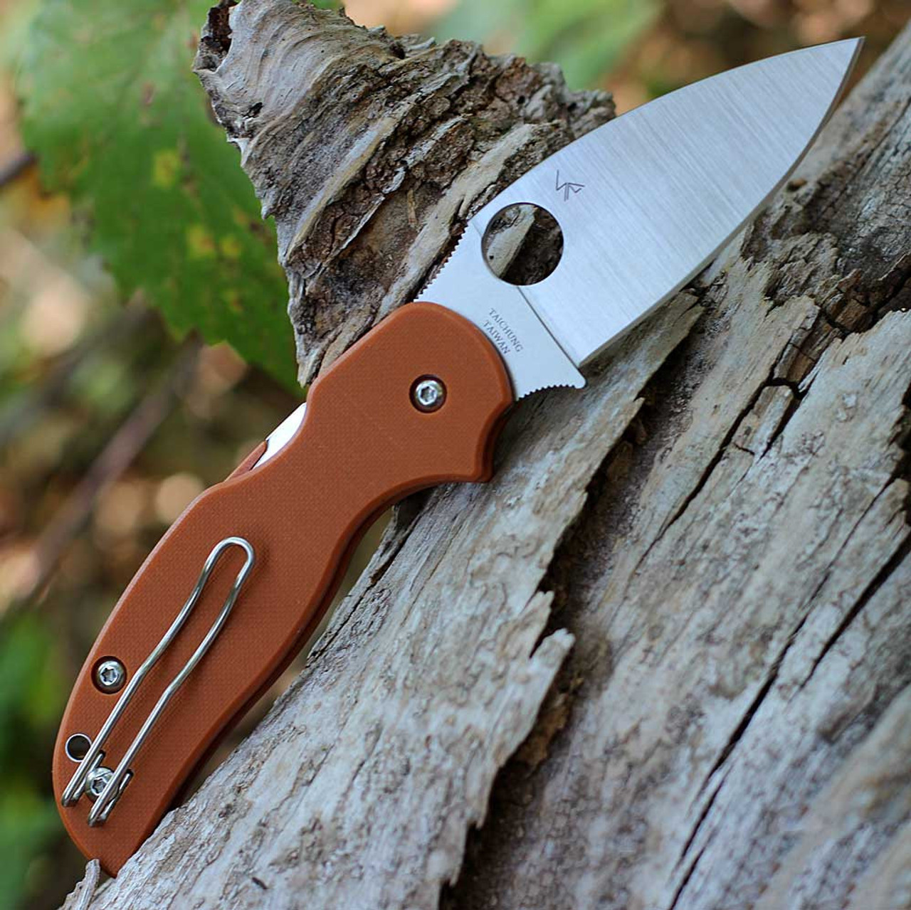 Spyderco C123GBORP Sage 5 , 3.00" CPM-REX 121 Plain Blade, Burnt Orange G-10 Handle