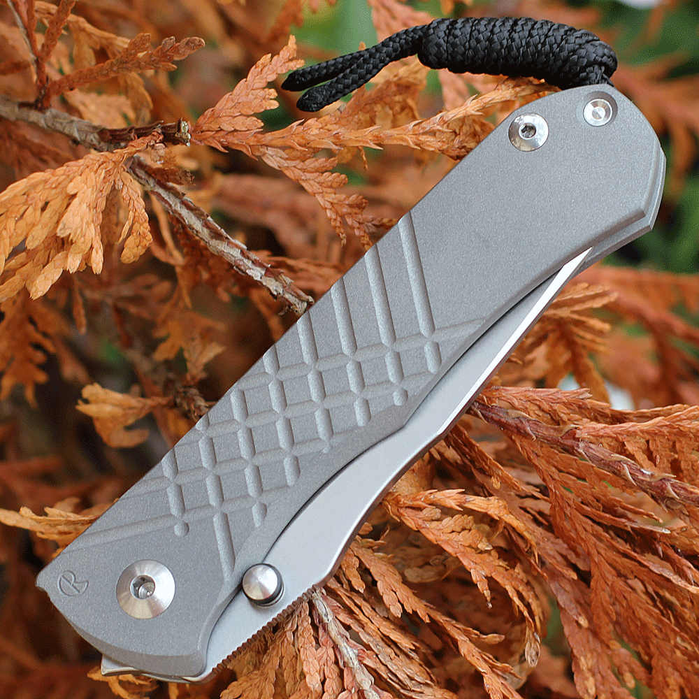 Chris Reeve Umnumzaan UMN-1014 glass blasted 6AL4V titanium handle — matte finish, modified Reeve Integral Lock, glass-breaker, tip-up clip
