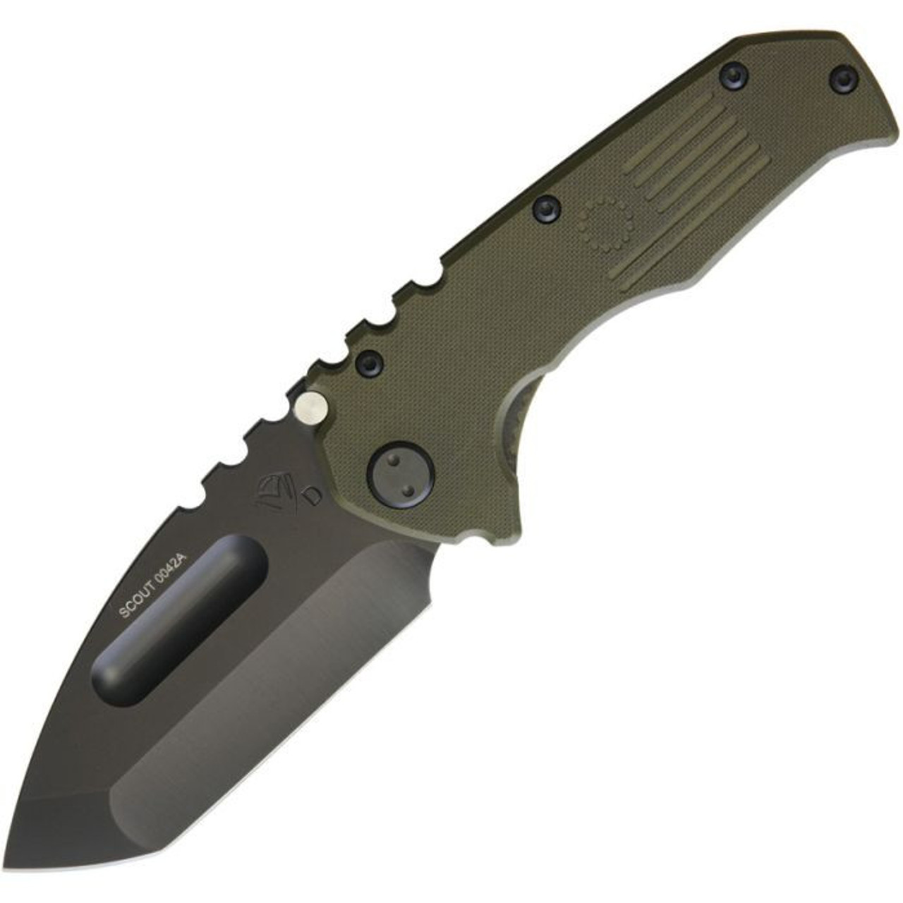 Medford Praetorian Scout (MDS30DPT1010SP) 3.75" D2 Black PVD Coated Tanto Plain Blade, OD Green G-10 Handle