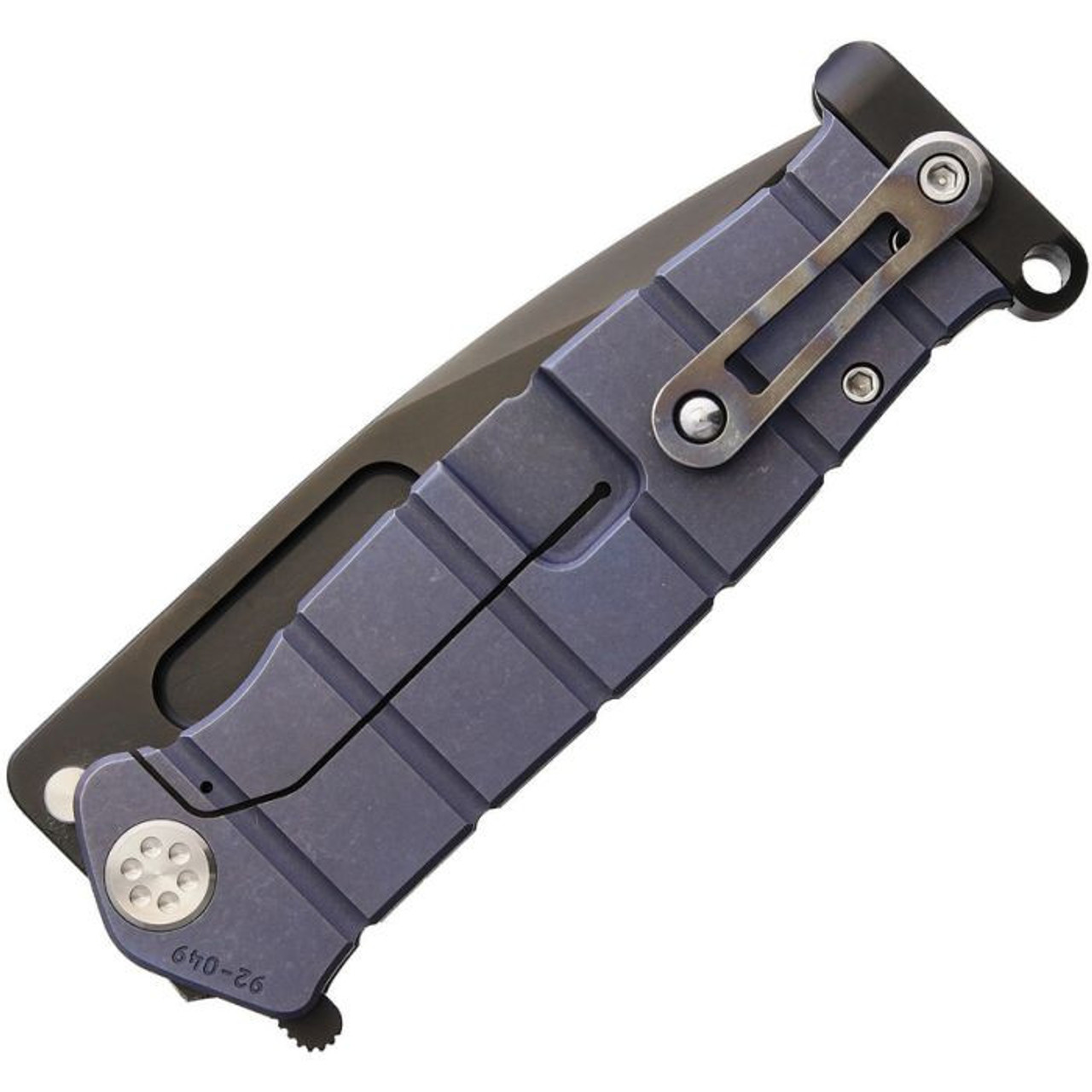 Medford Knife USMC FF (MD204SPQ37A2) 4.25" CPM-S35VN Black PVD Coated Drop Point Plain Blade, Blue Anodized Titanium Handle