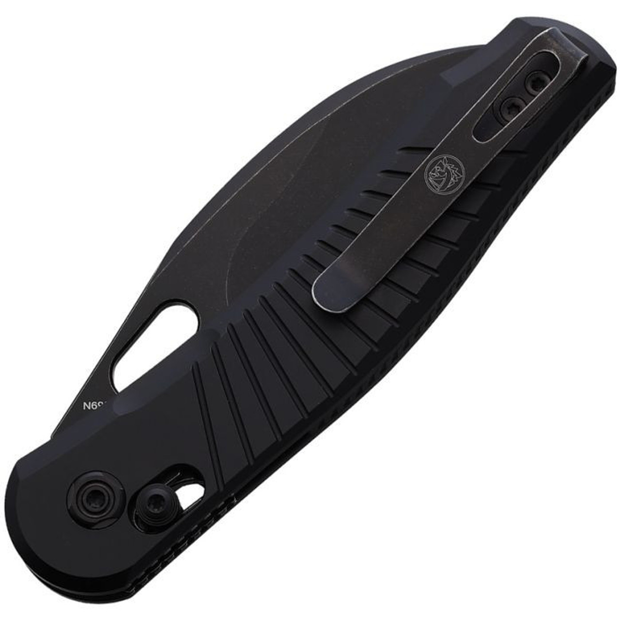 Vosteed Morel (A1001) 2.99" Bohler N690 Blackwashed Sheepsfoot Plain Blade, Black Aluminum Handle