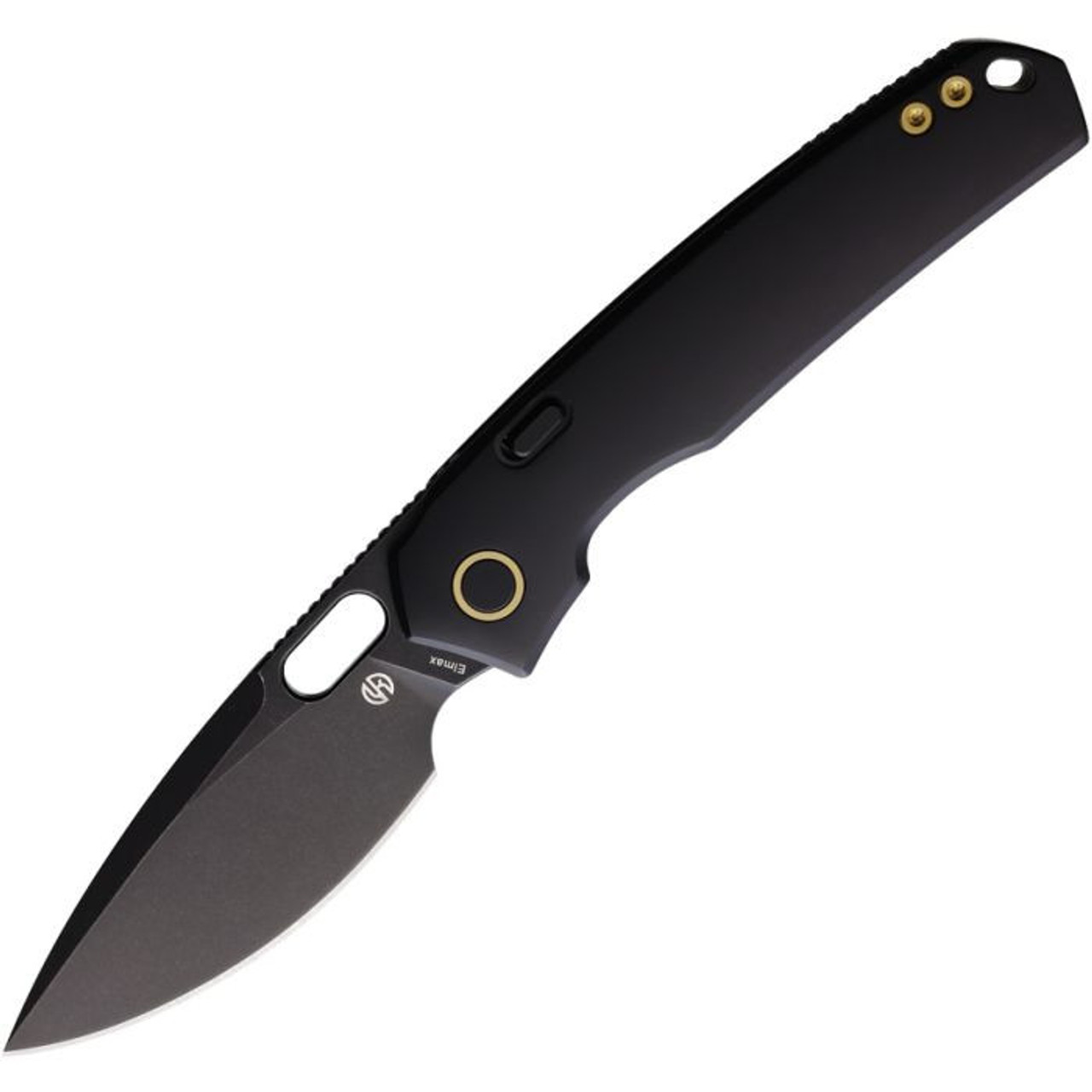 Vosteed Psyop (A2203) 3.32" Elmax Blackwashed Drop Point Plain Blade, Black Titanium Handle