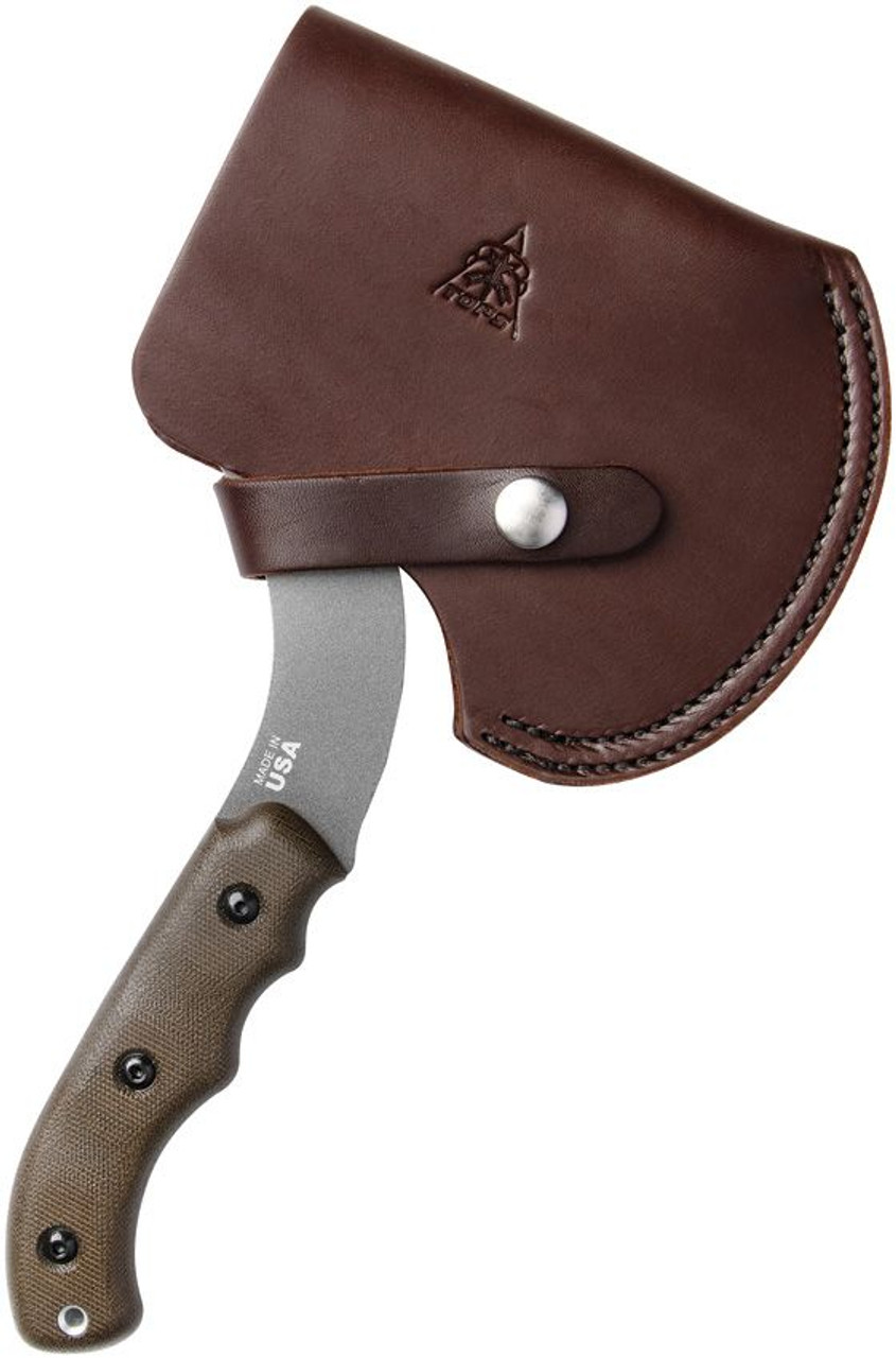 TOPS Knives Grandpa's Axe (TPGRAX02) 5.0" 1095 Stonewash Axe Head, Green Micarta Handle