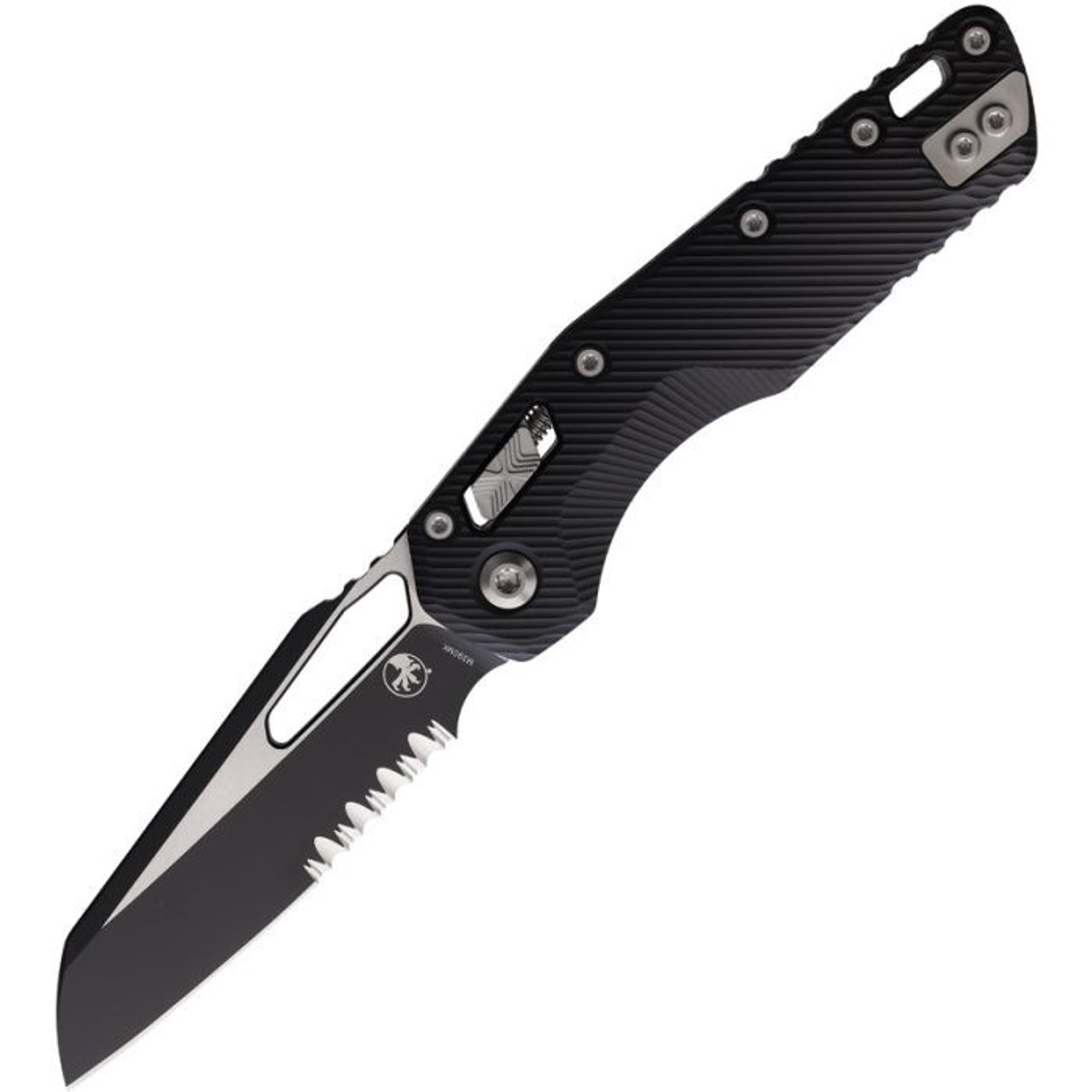Microtech MSI Ram-Lock S/E (MCT2102FL) 3.85" Premium Steel Two-Toned Sheepsfoot Partially Serrated Blade, Black Fluted Injection Molded Polymer Handle w/ Tri-Grip Texturing