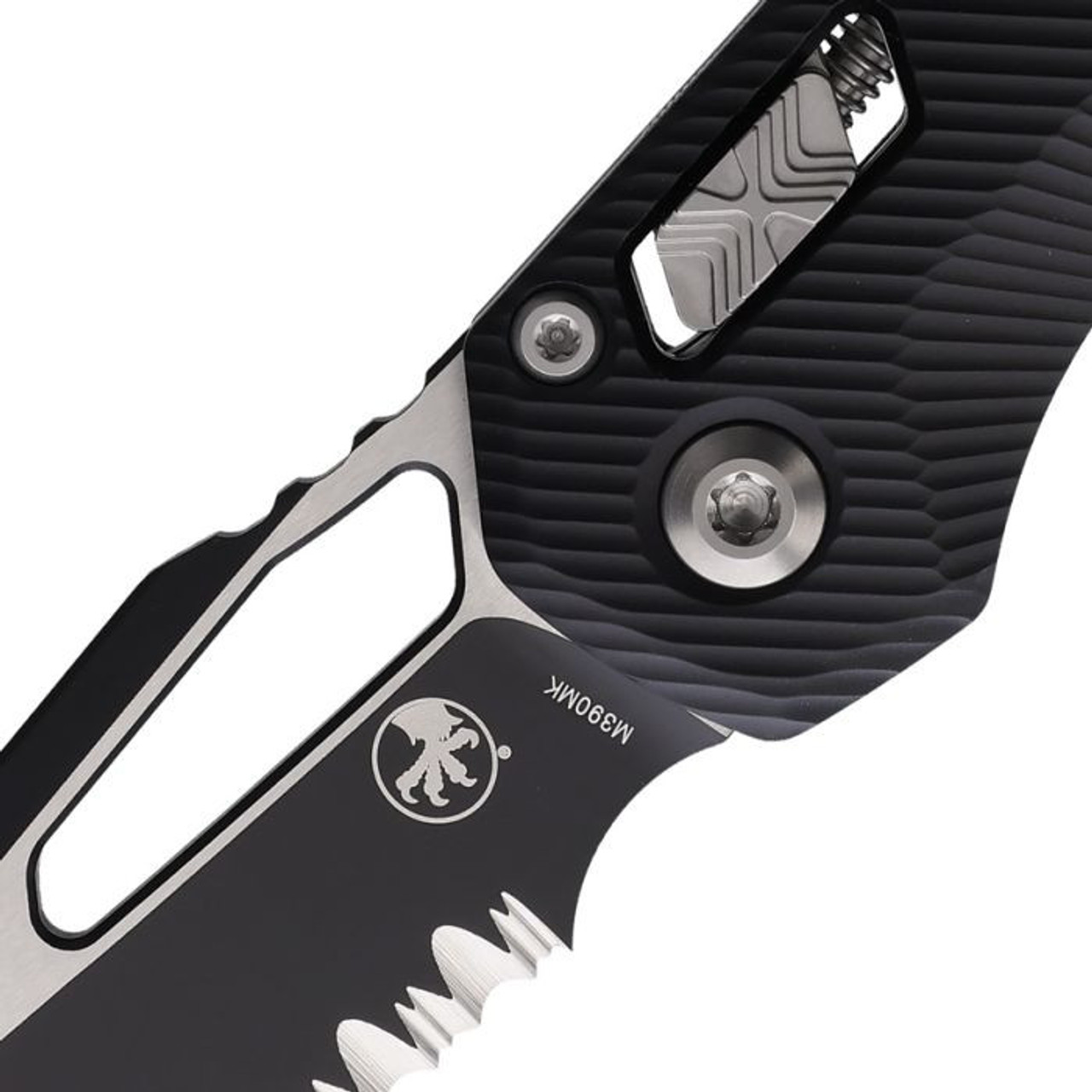 Microtech MSI Ram-Lock S/E (MCT2102FL) 3.85" Premium Steel Two-Toned Sheepsfoot Partially Serrated Blade, Black Fluted Injection Molded Polymer Handle w/ Tri-Grip Texturing