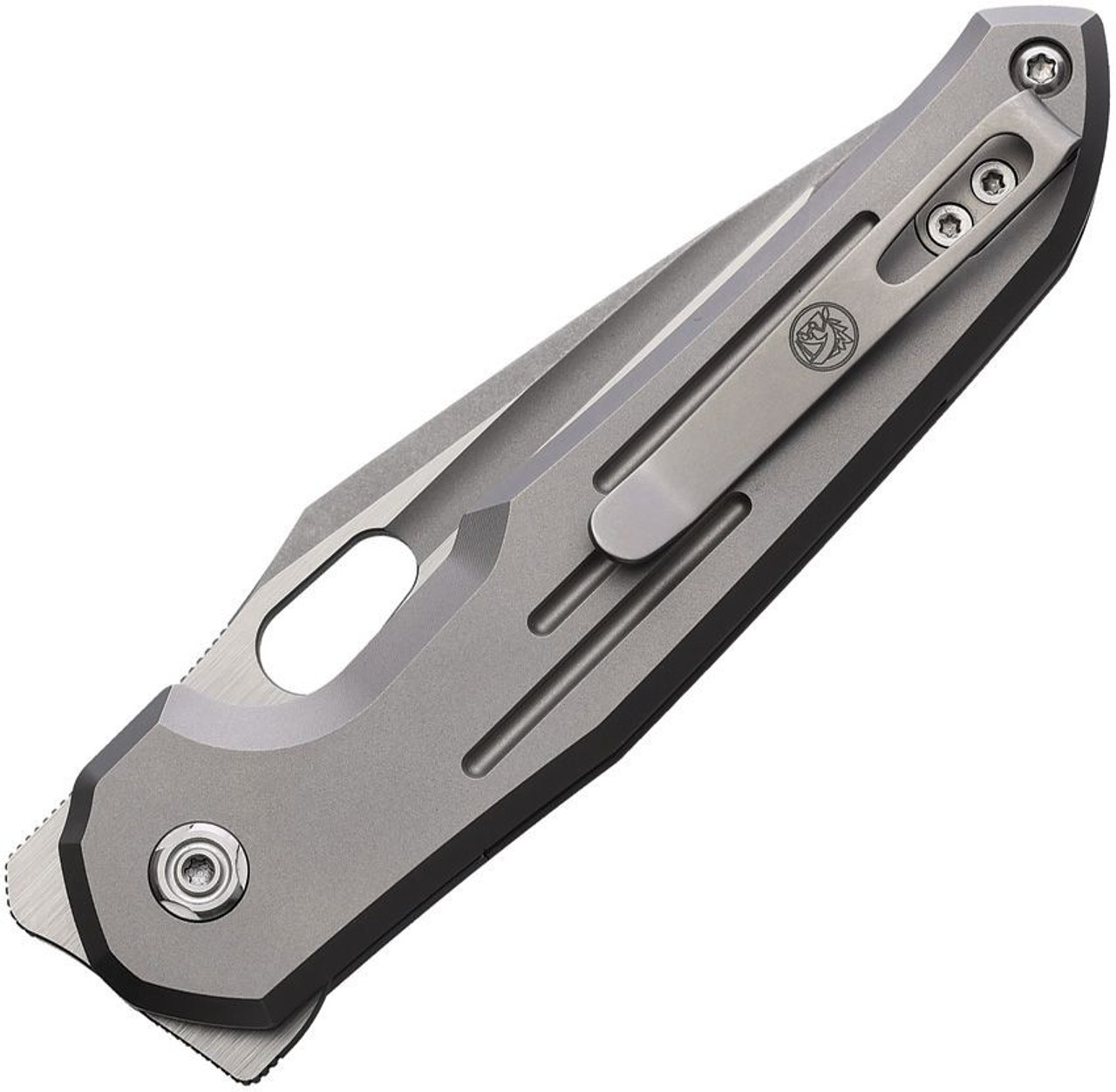 Vosteed Thunderbird (VOSA0313) 3.48" Elmax Bead Blast Tanto Plain Blade, Gray Titanium Handle