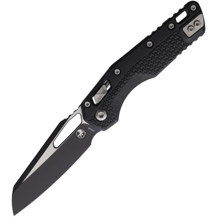 Microtech MSI Ram-Lok (210T-1PMBK) 3.85" Premium Steel Two-Toned Sheepsfoot Plain Blade, Black Injection Molded Polymer Handle w/ Tri-Grip Texturing