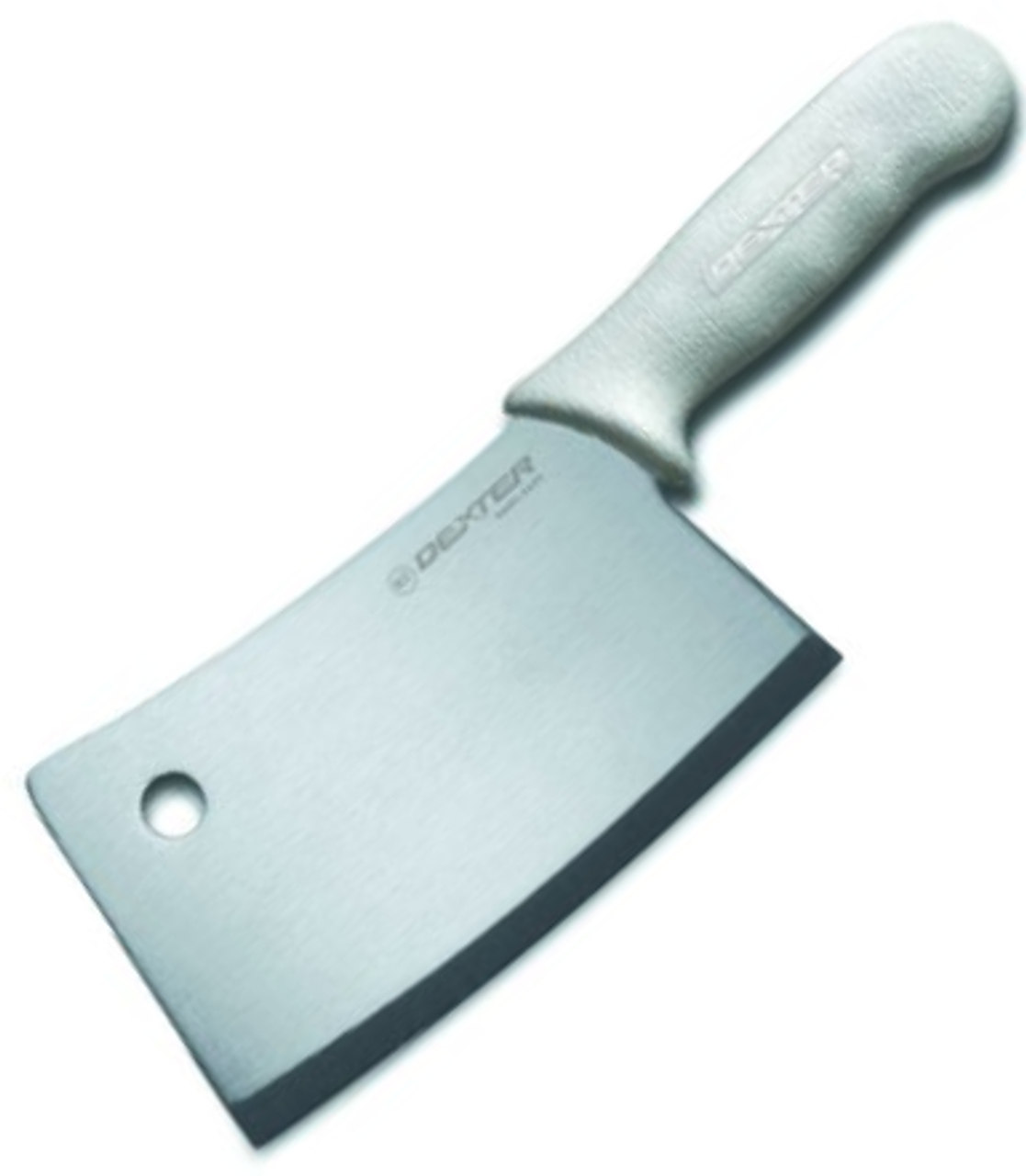Dexter Stainless Cleaver (S5387) 7" DEXSTEEL Plain Edge Cleaver Blade, White Sani-Safe Handle