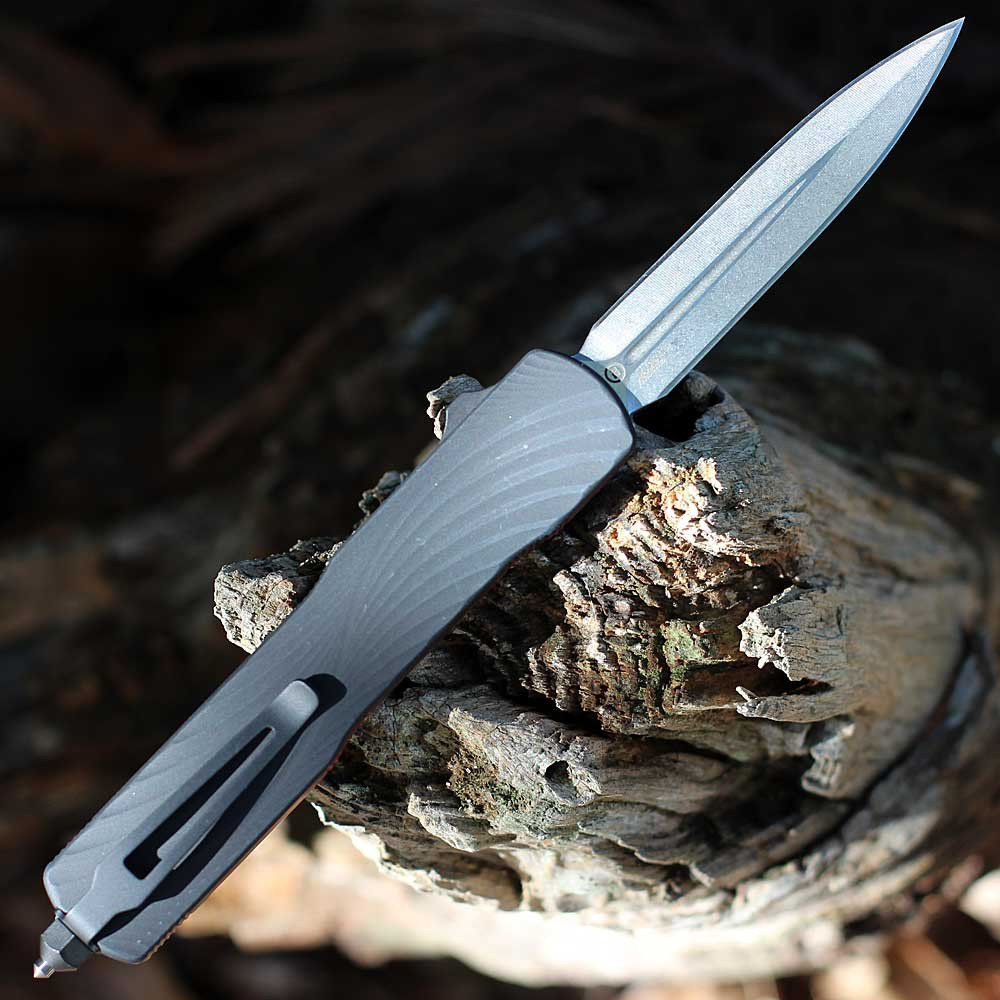 Hogue Collector Series Cocobolo Counterstrike OTF (34891-LIM) - 3.35" Stone Tumbled CPM-MagnaCut Double Edge Plain Blade, Reinforced Cocobolo Cover/6061-T6 Aluminum Handle