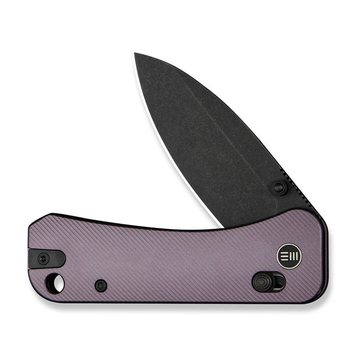 WE Knife Banter 2 (WE23075-2) 2.87" CPM-S35VN Blackwashed Drop Point Plain Blade, Purple Aluminum Handle