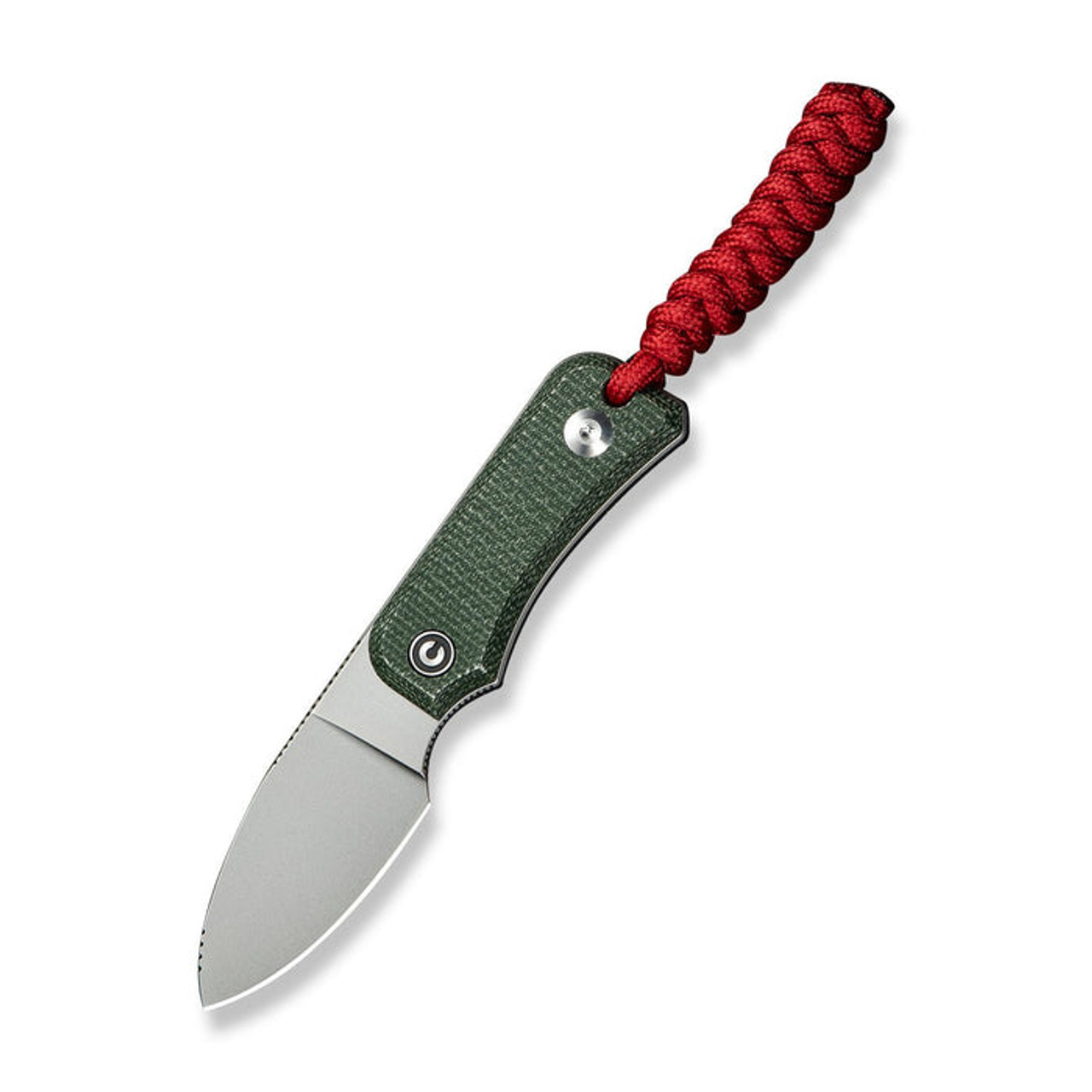 CIVIVI Baby Banter Fixed Blade (C23045-2) 2.39" Nitro-V Stonewashed Drop Point Plain Blade, Green Canvas Micarta Handle, Black Kydex Sheath and Clip