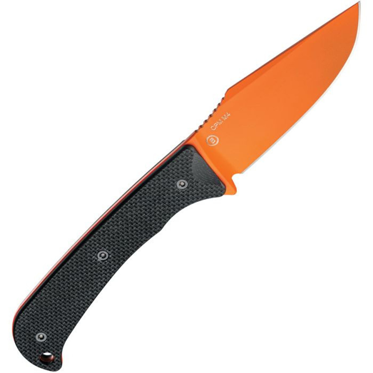 Hogue Extrak (35864) 3.3" CPM-M4 Orange Cerakote Clip Point Plain Blade, Black G-10 Handle w/ Peel Ply Texture, Black Kydex Sheath