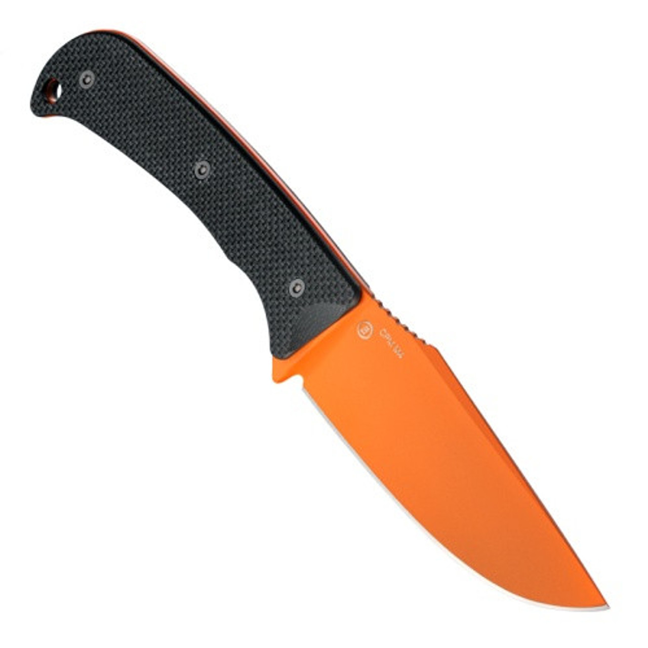 Hogue Extrak XL (35859) 3.9" CPM-M4 Orange Cerakote Clip Point Plain Blade, Removeable Solid Black G-10 Handle w/ Peel Ply Texture, Black Nylon Blade Guard