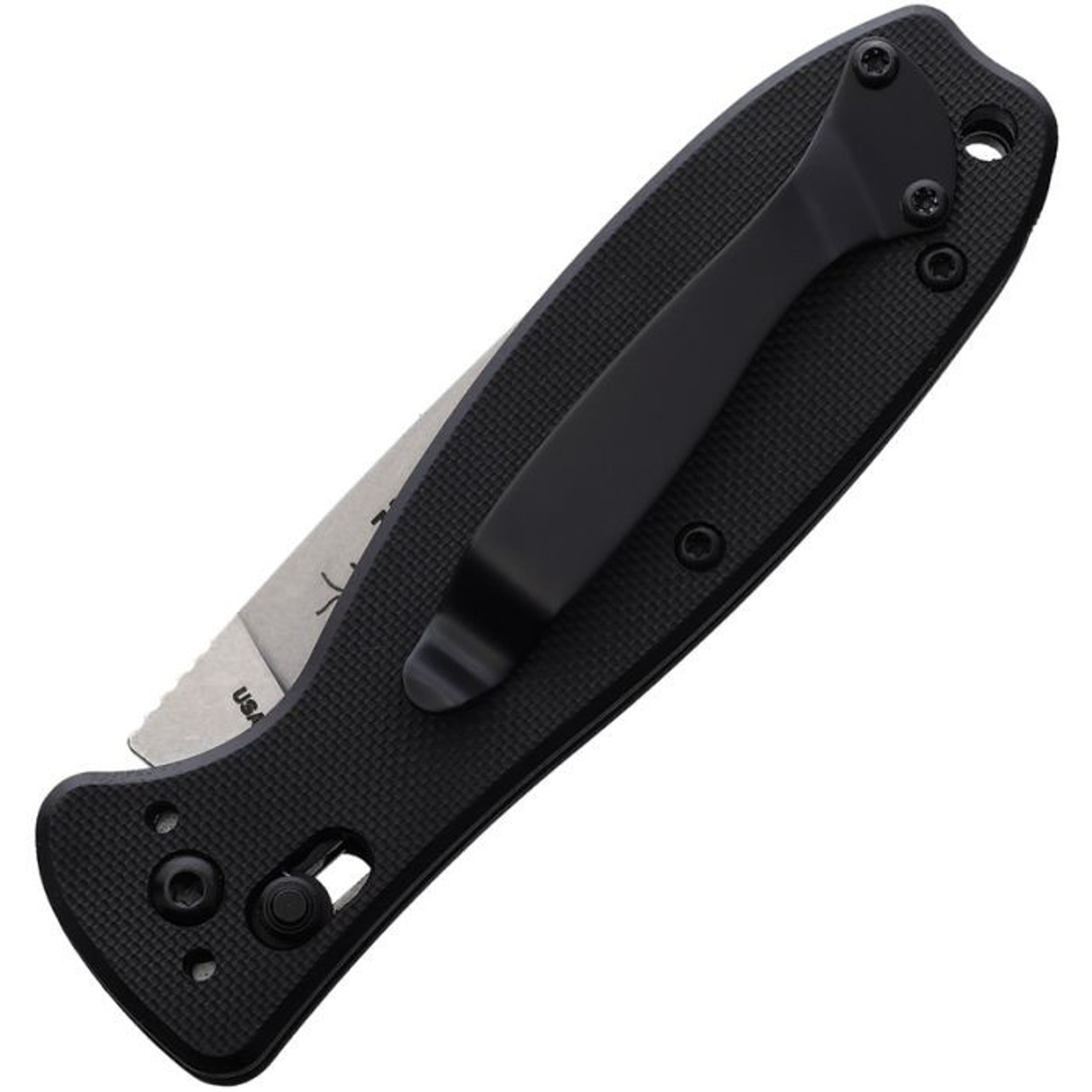 BRK Zancudo Auto (BRKR3) 3" Sandvik 14C28N Stonewashed Drop Point Plain Blade, Black G-10 Handle w/ Crossbar Open
