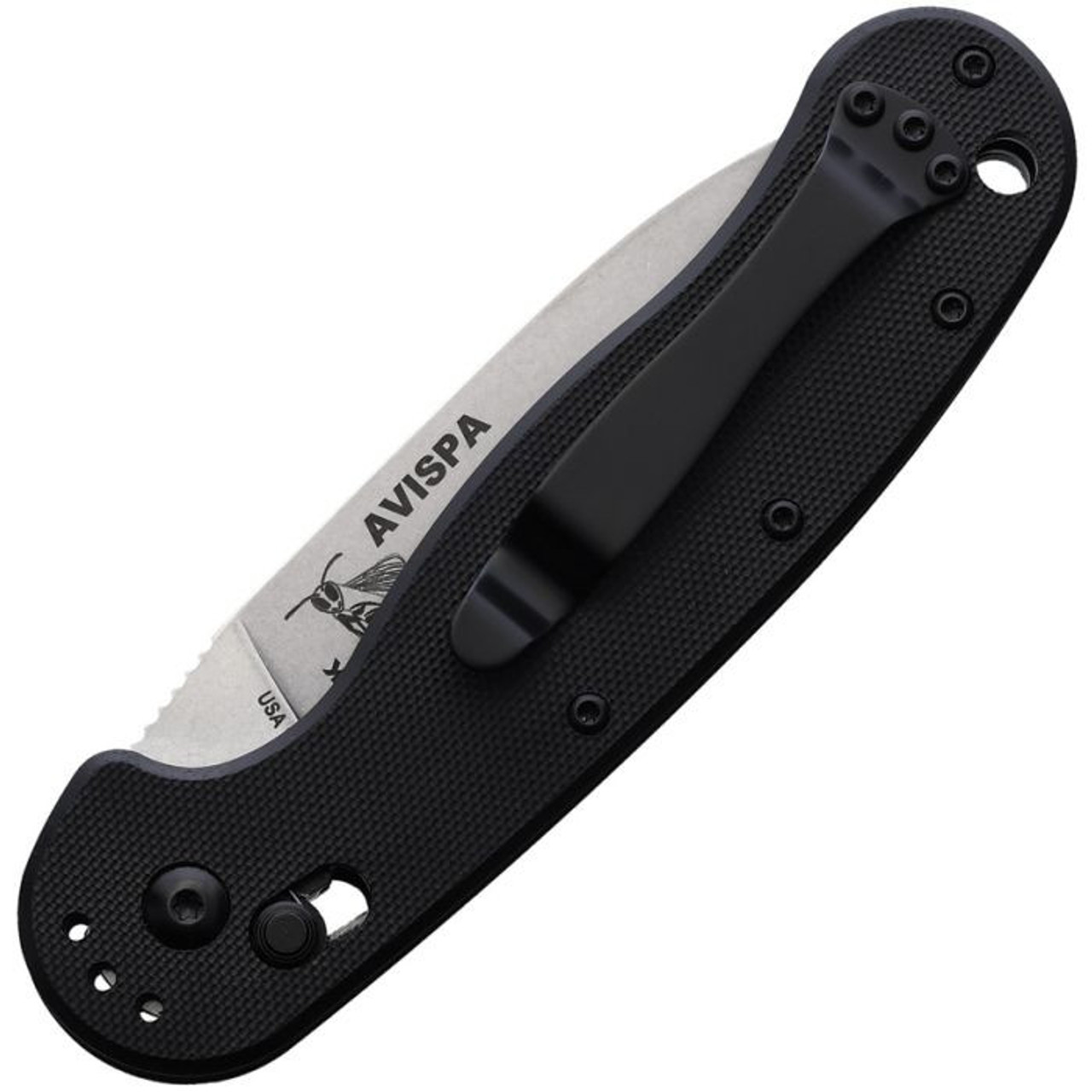 BRK Avispa Auto (BRK1304) 3.5" Sandvik 14C28N Stonewashed Drop Point Plain Blade, Black G-10 Handle w/ Thumb Slide Opener