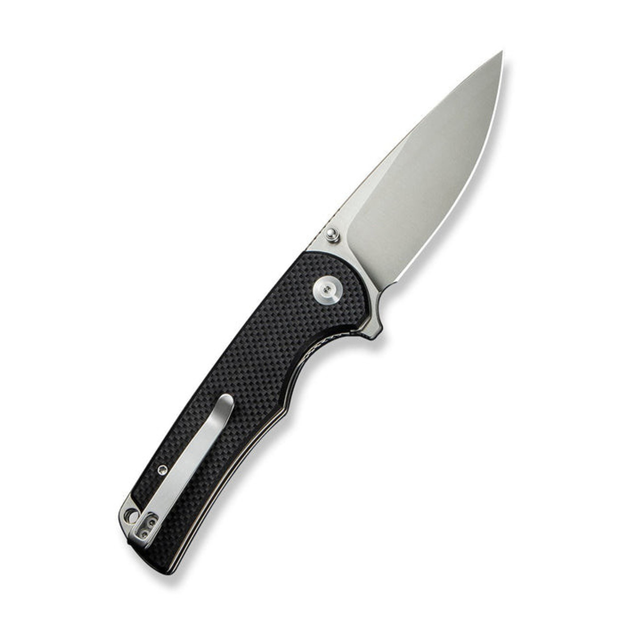 Sencut Praktisk (S24019-1) 3.59" 9Cr18MoV Satin Drop Point Plain Blade, Black Coarse G-10 Handle