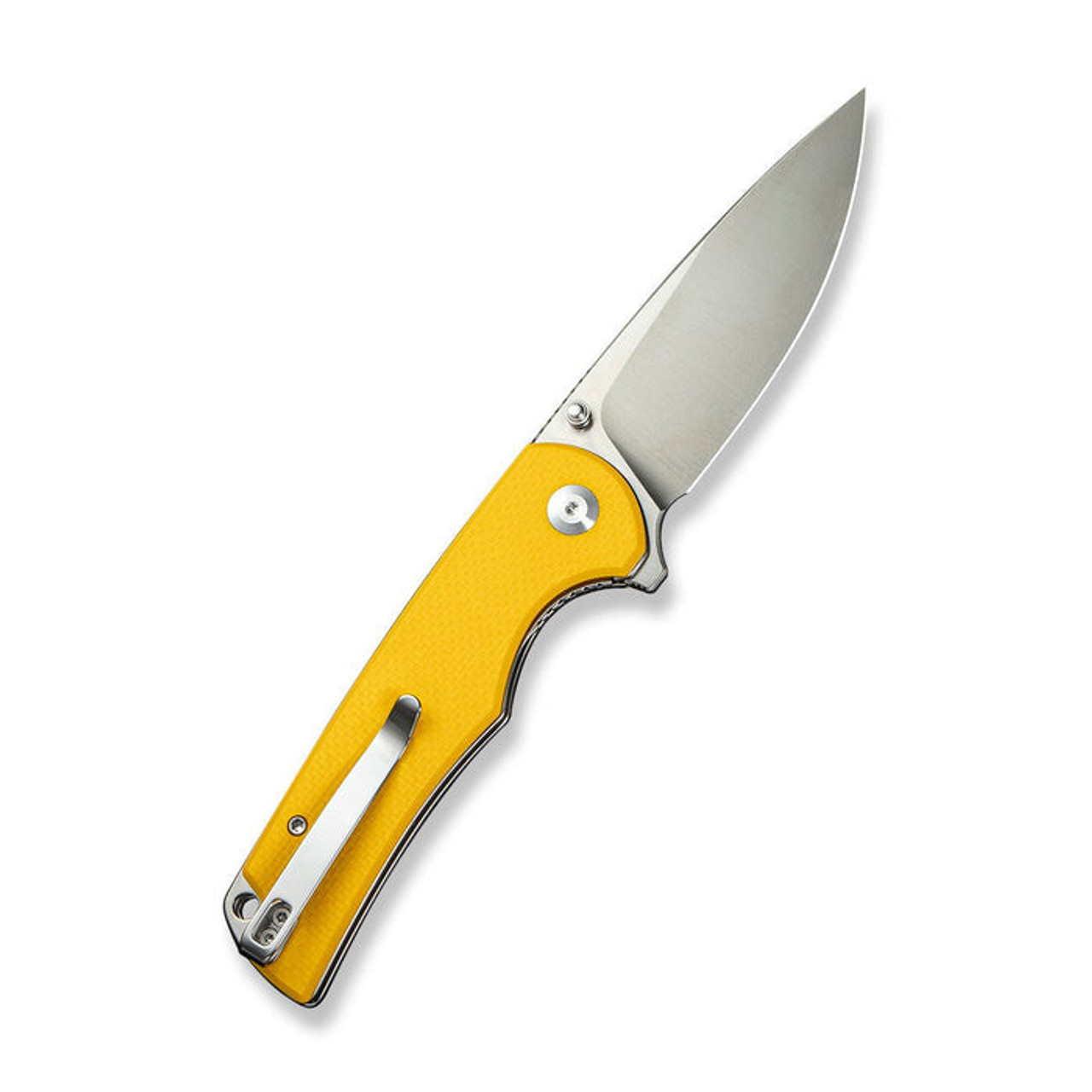 Sencut Praktisk (S24019-2) 3.59" 9Cr18MoV Satin Drop Point Plain Blade, Yellow Coarse G-10 Handle