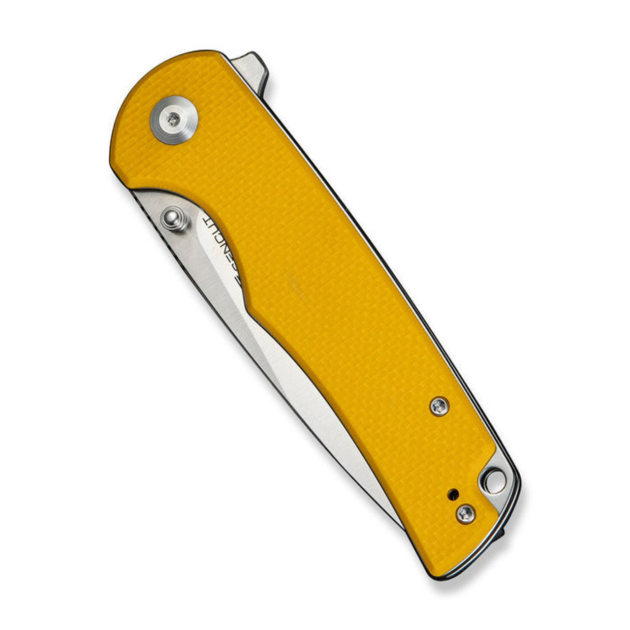 Sencut Praktisk (S24019-2) 3.59" 9Cr18MoV Satin Drop Point Plain Blade, Yellow Coarse G-10 Handle