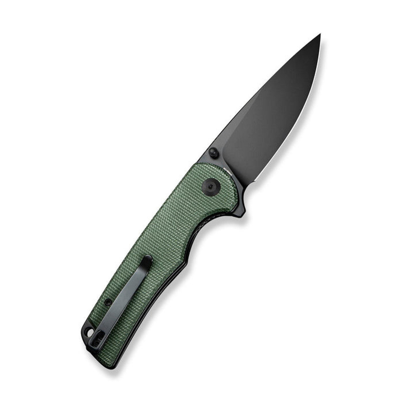 Sencut Praktisk (S24019-3) 3.59" 9Cr18MoV Black Drop Point Plain Blade, Green Canvas Micarta Handle