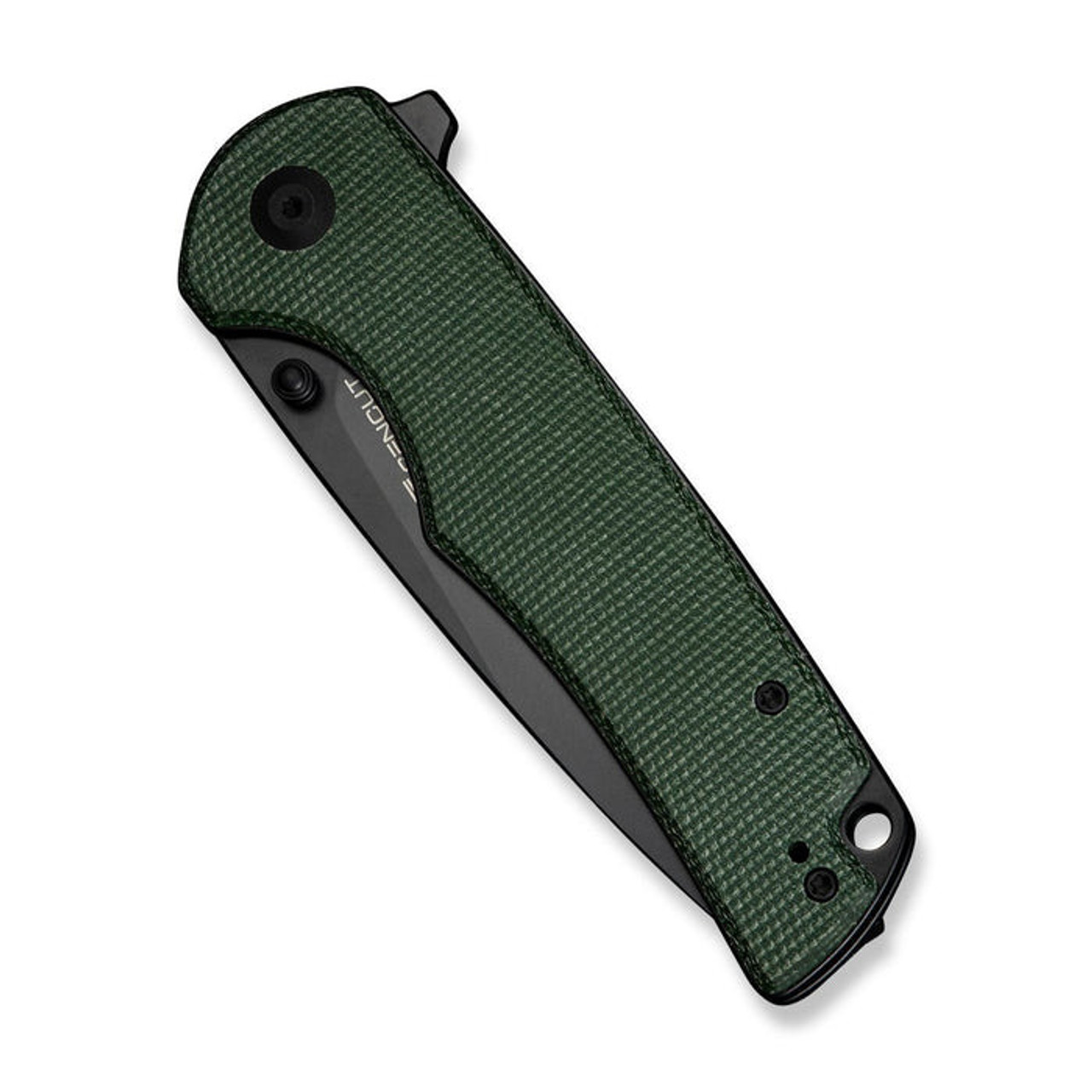 Sencut Praktisk (S24019-3) 3.59" 9Cr18MoV Black Drop Point Plain Blade, Green Canvas Micarta Handle