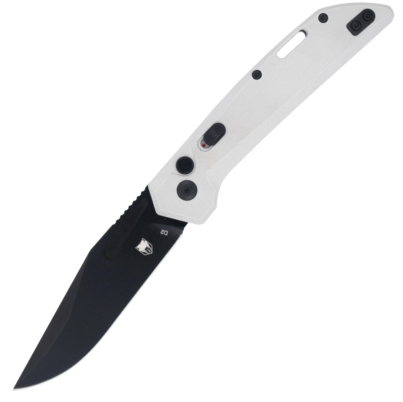 CobraTec Naja Automatic (CTNAJLNGRY) - 3.5 Blk D2 Steel Drop Point Plain Blade, Lunar Gray G-10 Handle