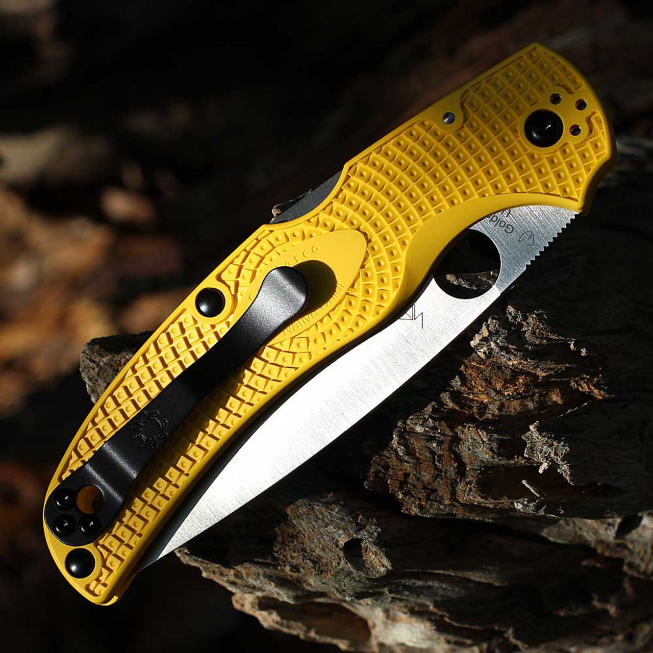 Spyderco Native Chief Lightweight Salt C244PYL, 4.02" Satin CPM-MagnaCut Plain Blade, Yellow FRN Handle