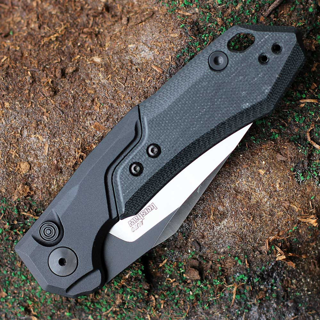 Kershaw Launch 19 Automatic (KS7851BLK) 3.3" CPM-154 Satin and Black Cerakote Clip Point Plain Blade, Black Anodized Aluminum Handle w/ Black G-10 Onlay
