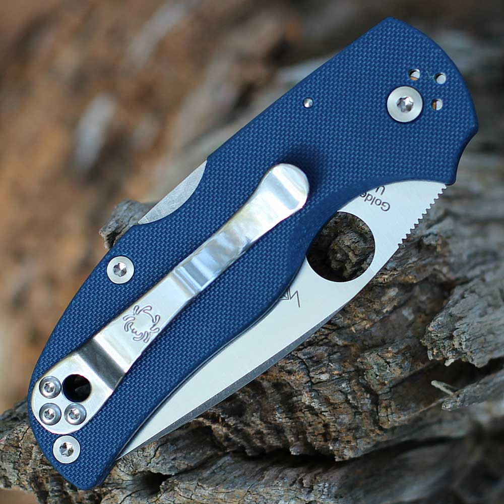 Spyderco Native 5 CPM SPY27 Satin Plain Blade Cobalt Blue G-10