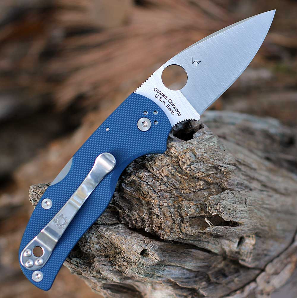 Spyderco Native 5 CPM SPY27 Satin Plain Blade Cobalt Blue G-10