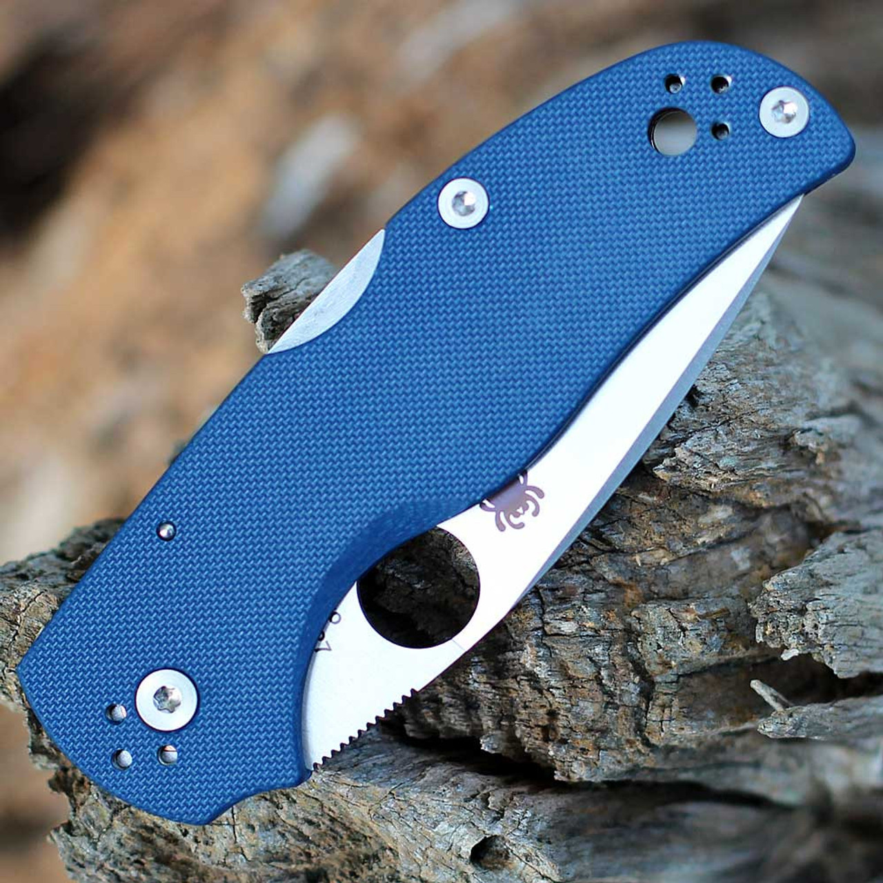 Spyderco Native 5 (C41GPCBL5) 2.95" Spy27 Drop Point Satin Plain Blade, Cobalt Blue G-10 Handle
