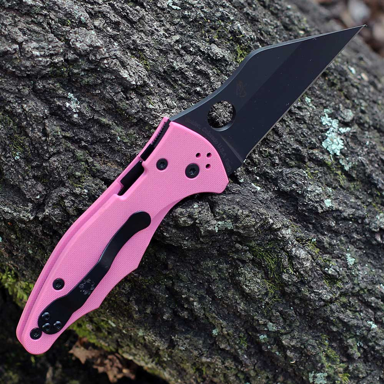 Spyderco Yojimbo 2 (C85GPBN15V2) - 3.20"  Black CPM-S30V Wharncliffe Plain Blade, Pink G-10 Handle